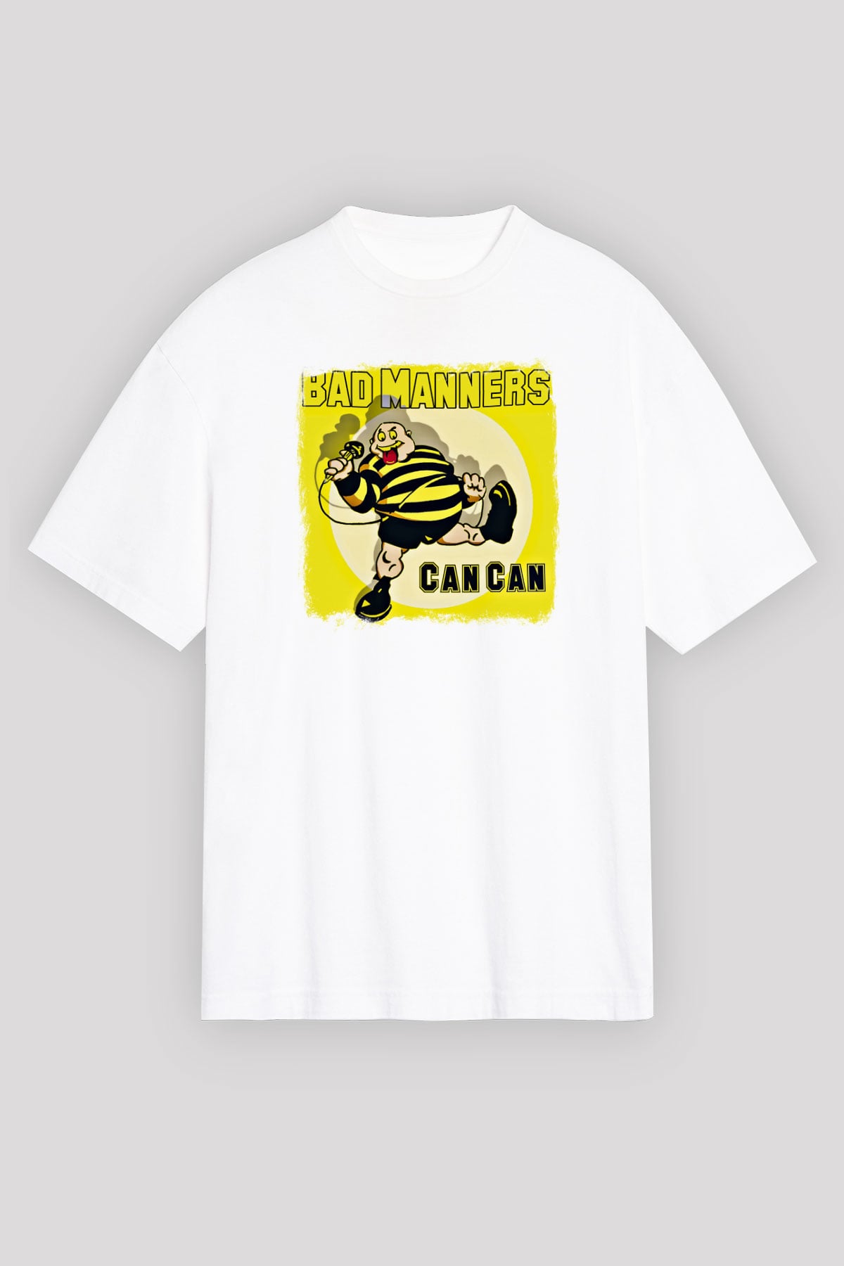 Bad Manners Baskılı Unisex Beyaz Oversize Tişört