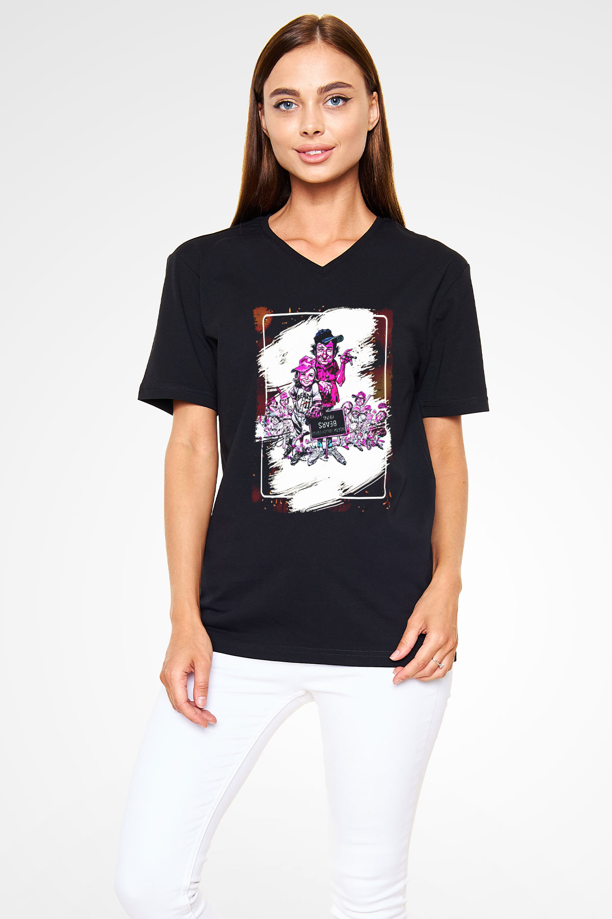 Bad News Bears Siyah Unisex  V Yaka Tişört
