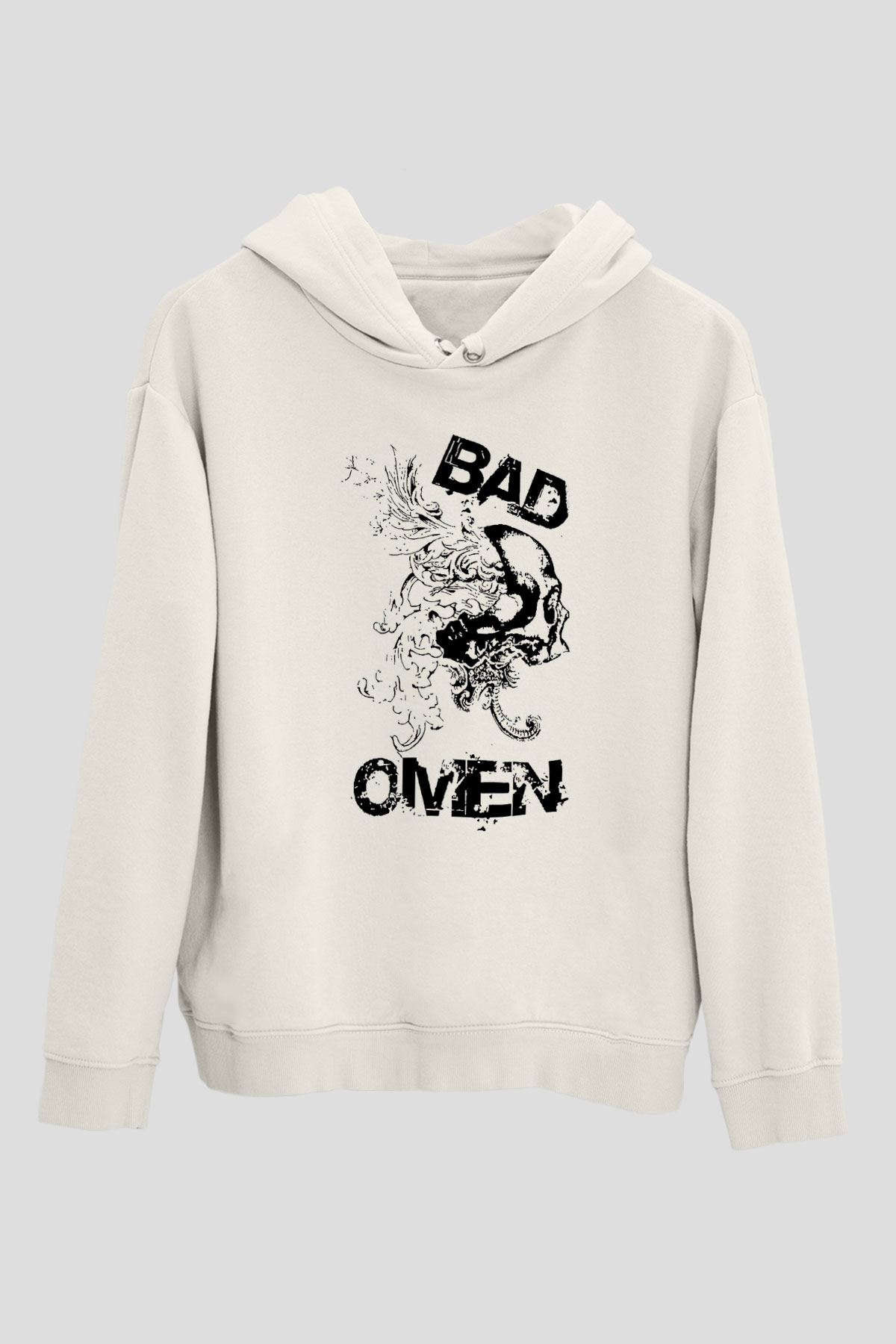 Bad Omens Baskılı Beyaz Unisex Kapüşonlu Sweatshirt
