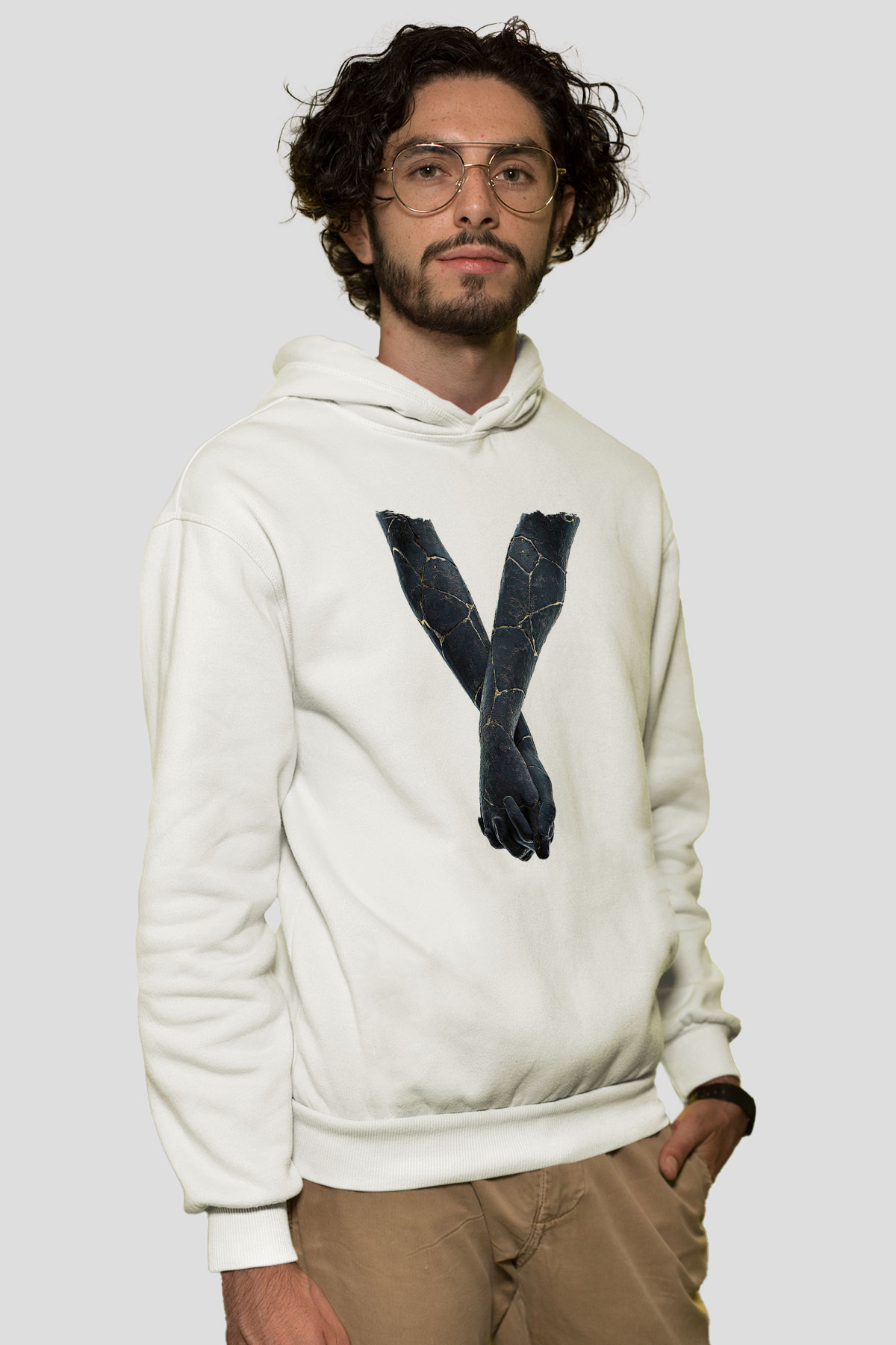 Bad Omens Baskılı Beyaz Unisex Kapüşonlu Sweatshirt
