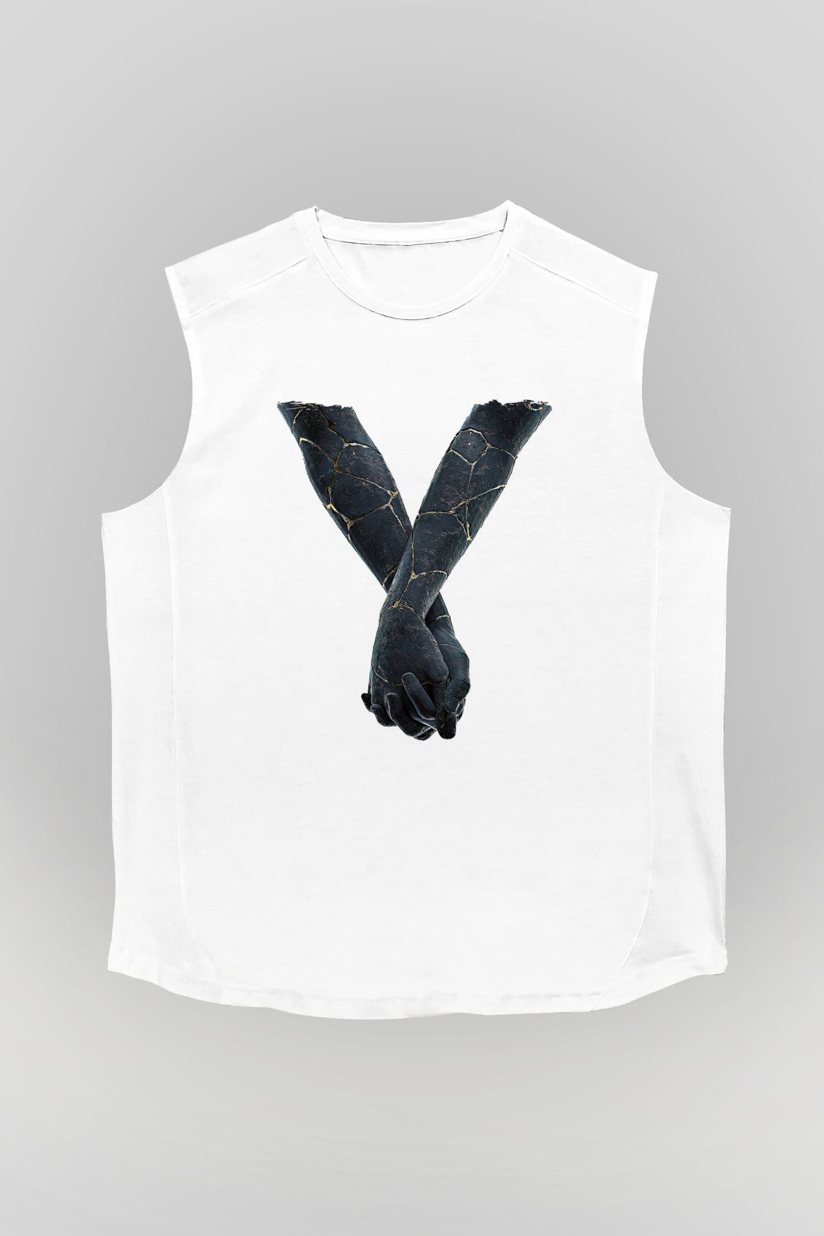 Bad Omens Baskılı Beyaz Unisex Kolsuz Tişört - Tshirt