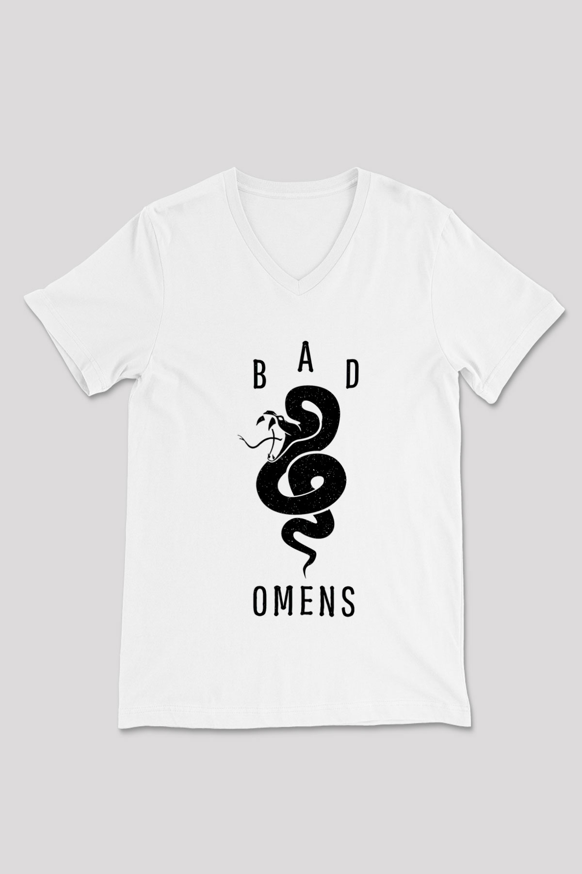 Bad Omens Baskılı Beyaz Unisex V Yaka Tişört - Tshirt