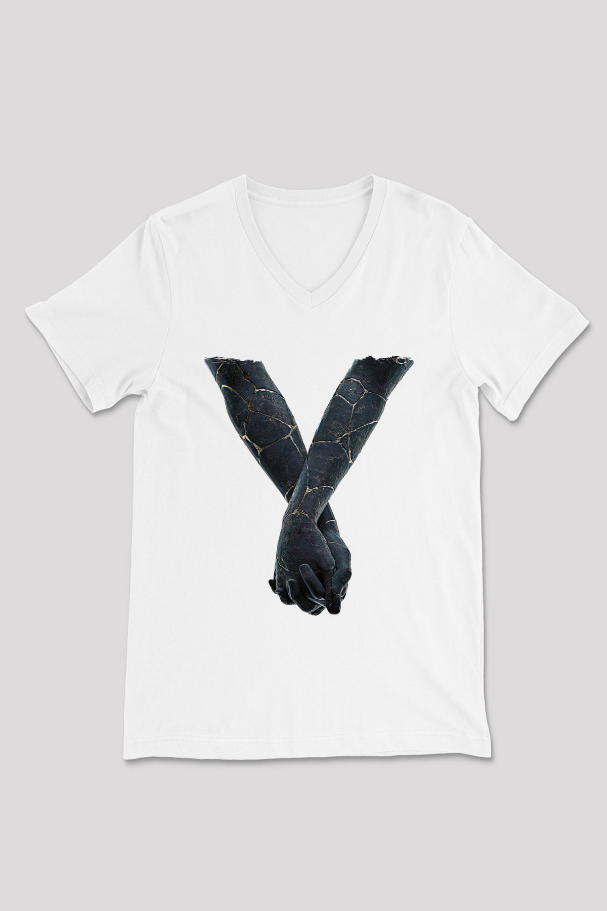 Bad Omens Baskılı Beyaz Unisex V Yaka Tişört - Tshirt