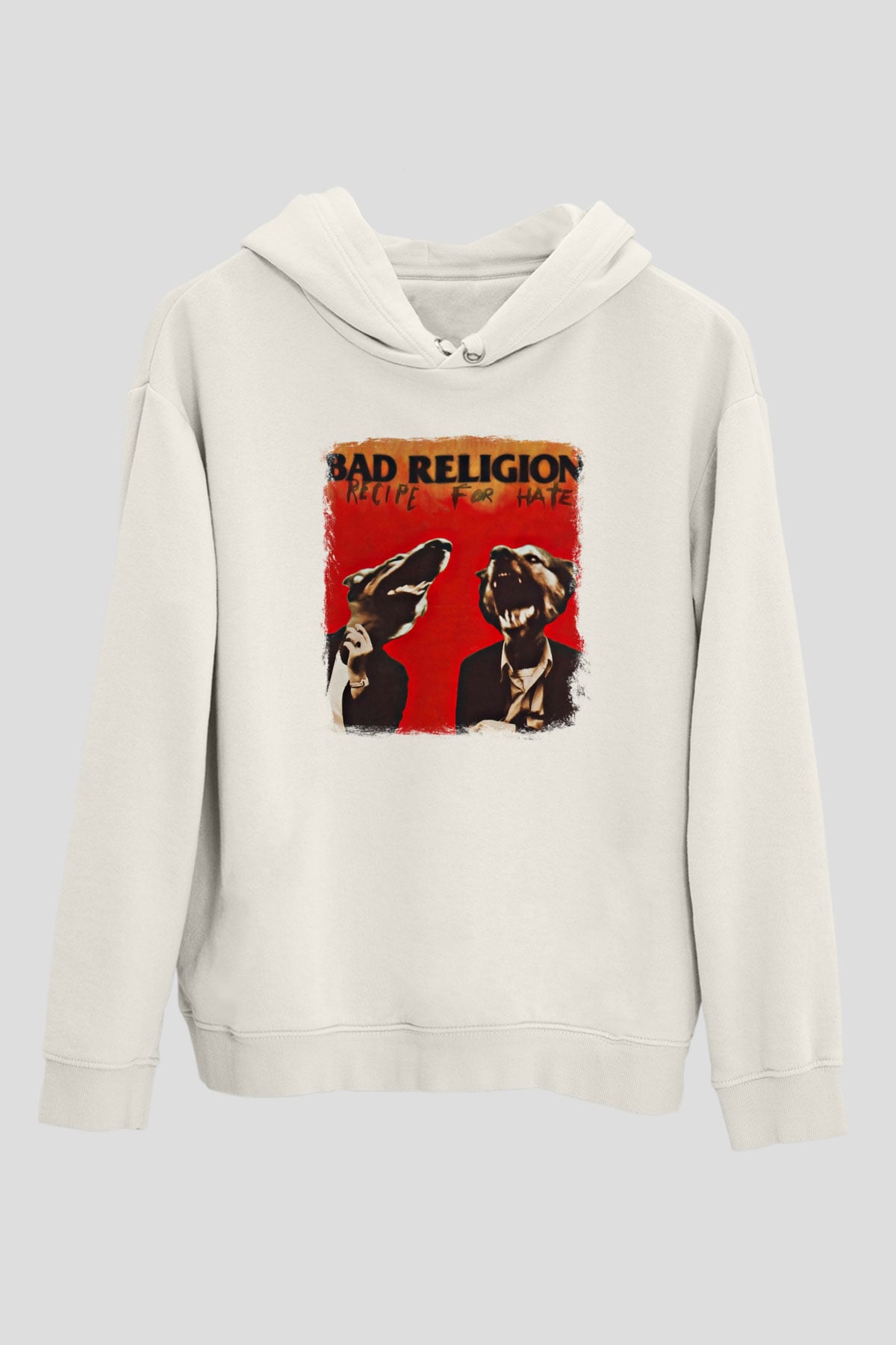 Bad Religion Baskılı Unisex Beyaz Hoodie