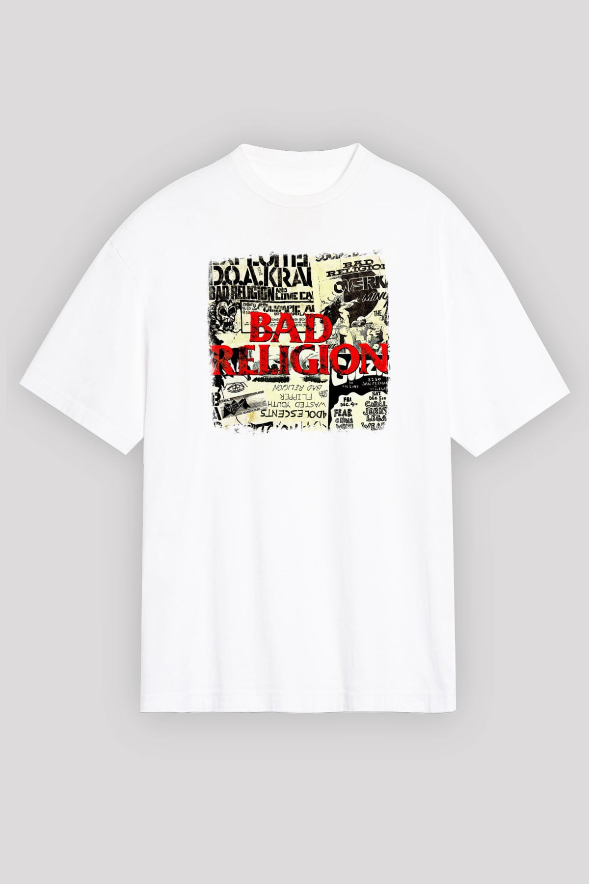 Bad Religion Baskılı Unisex Beyaz Oversize Tişört
