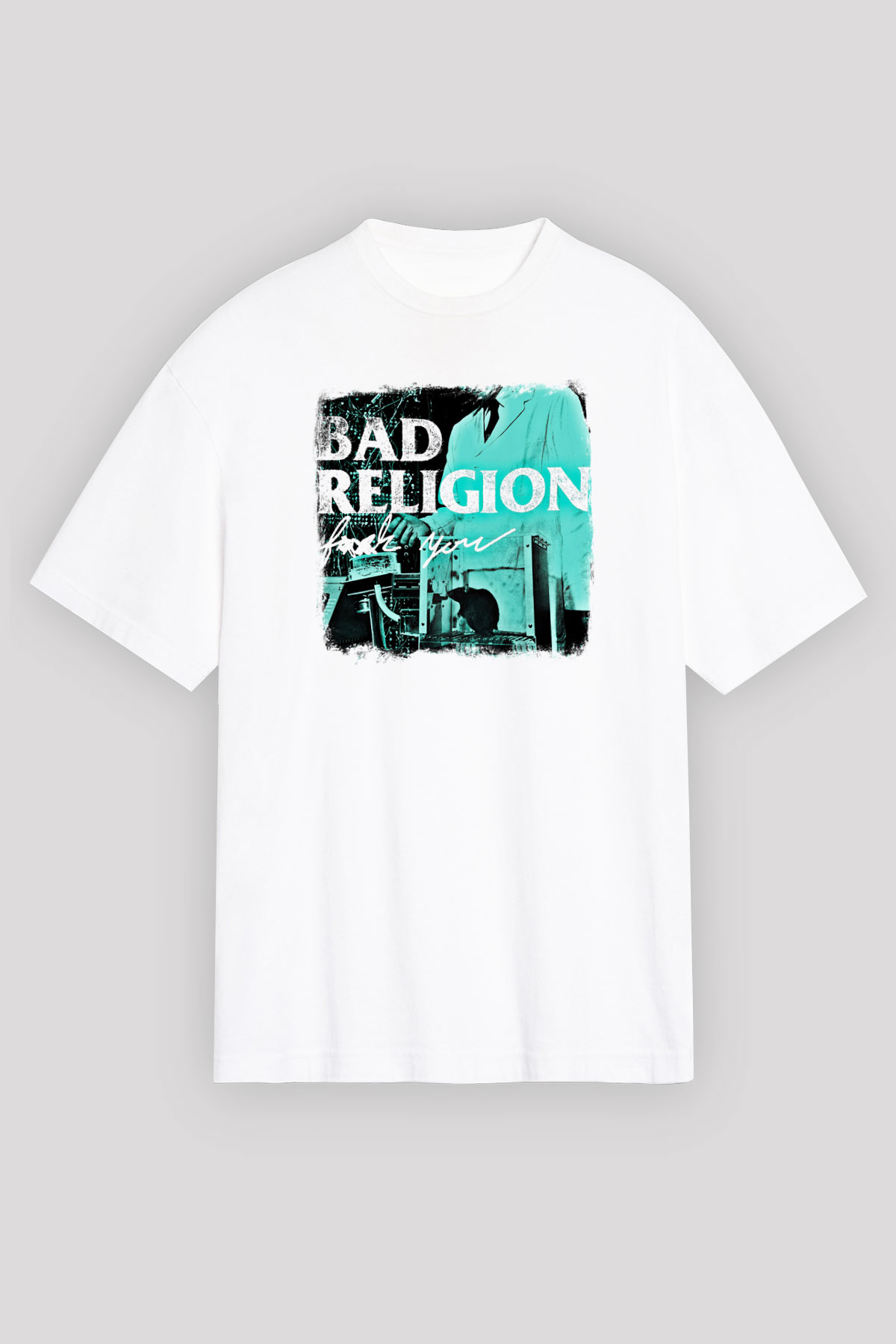 Bad Religion Baskılı Unisex Beyaz Oversize Tişört