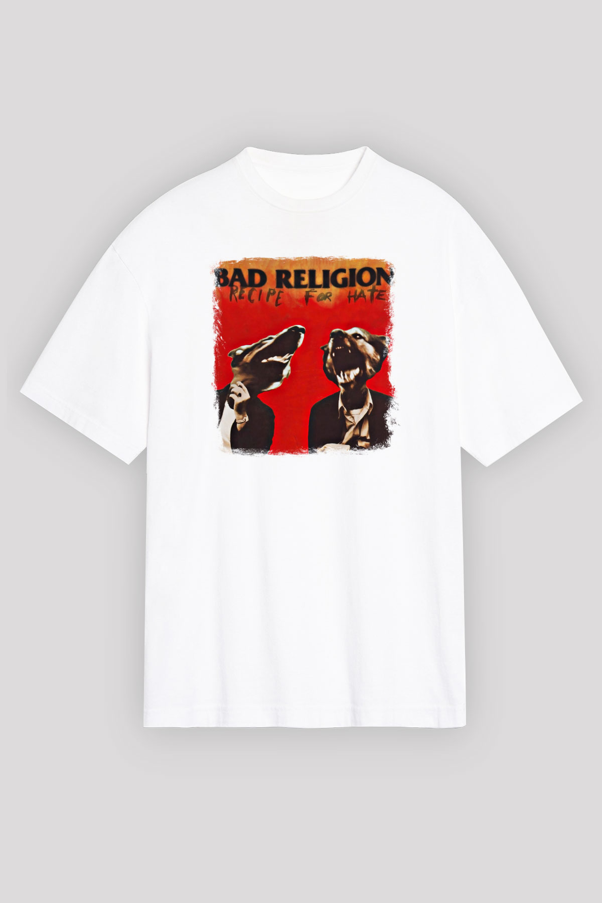 Bad Religion Baskılı Unisex Beyaz Oversize Tişört
