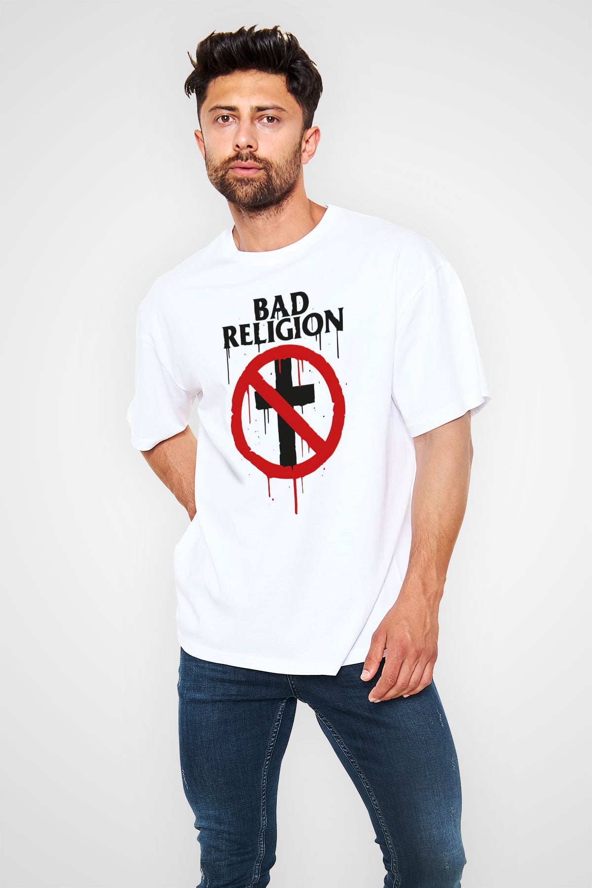 Bad Religion Beyaz Oversize Tişört Oversize T-shirt - TişörtFabrikası