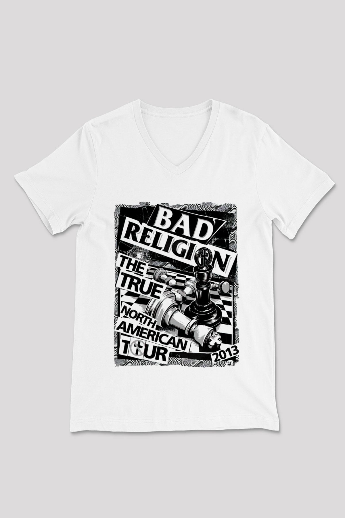 Bad Religion Beyaz Unisex V Yaka Tişört