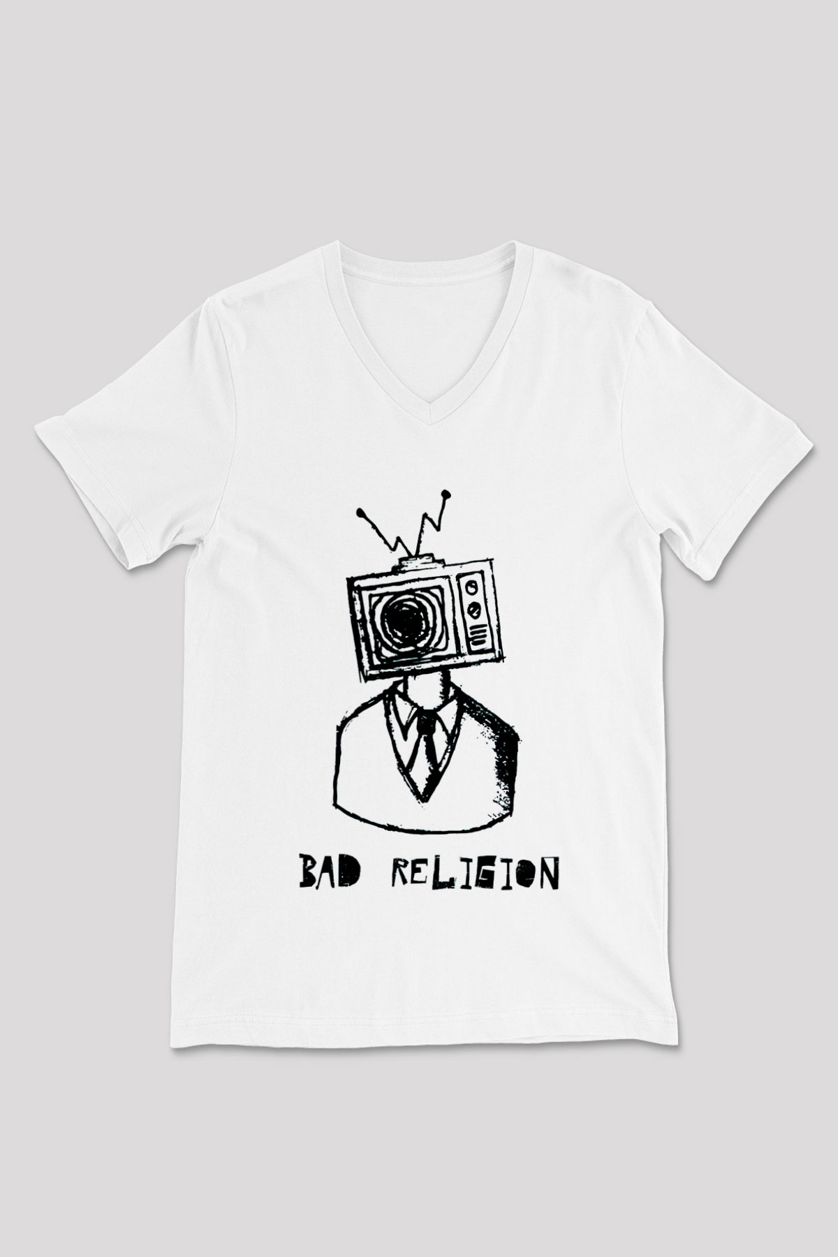 Bad Religion Beyaz Unisex V Yaka Tişört