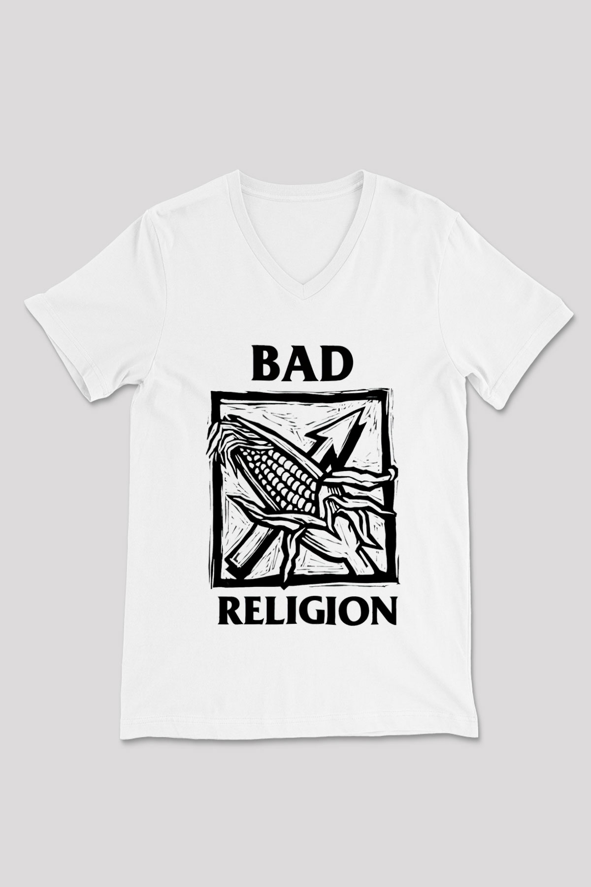 Bad Religion Beyaz Unisex V Yaka Tişört