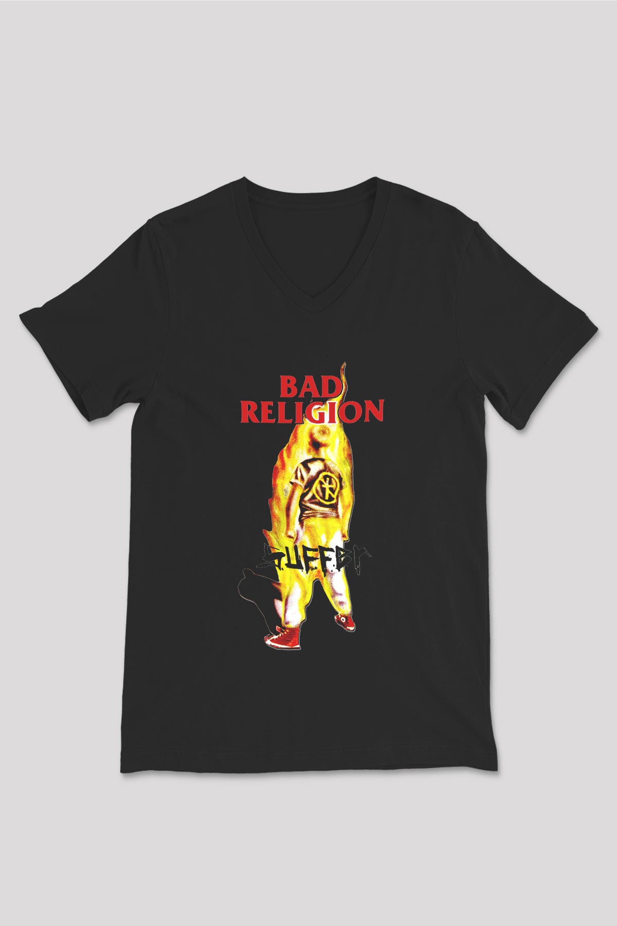 Bad Religion Siyah Unisex V Yaka Tişört T-Shirt