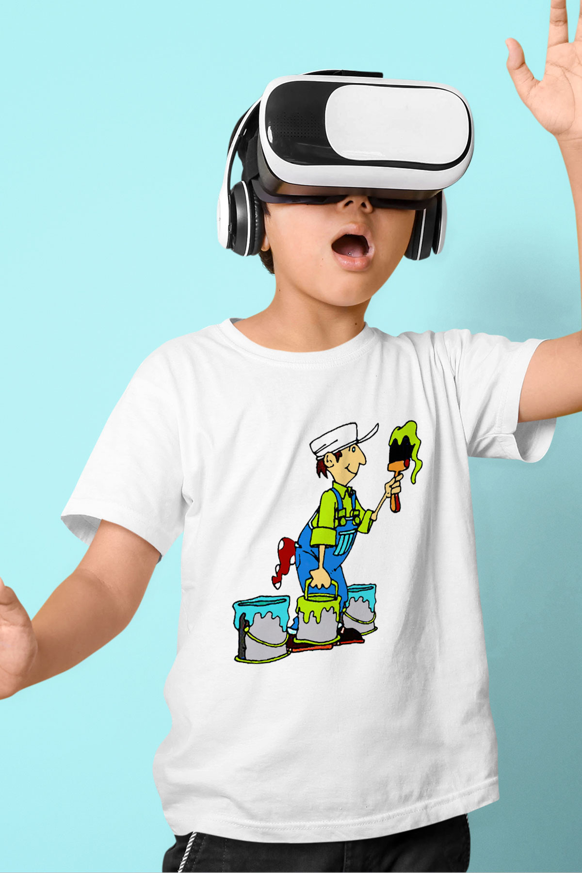 Badanacı Baskılı Beyaz Unisex Çocuk Tişört