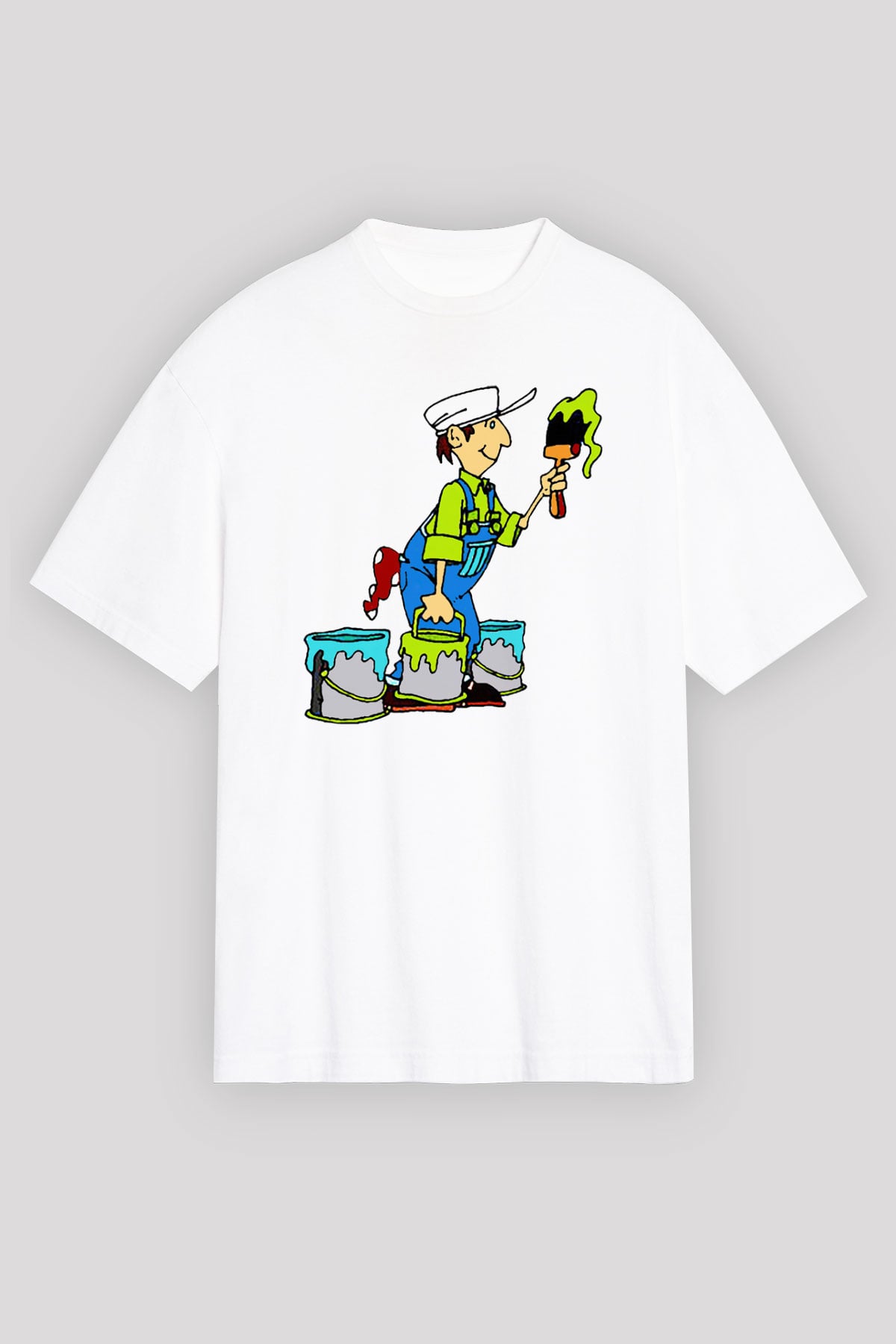 Badanacı Beyaz Unisex Oversize Tişört T-Shirt