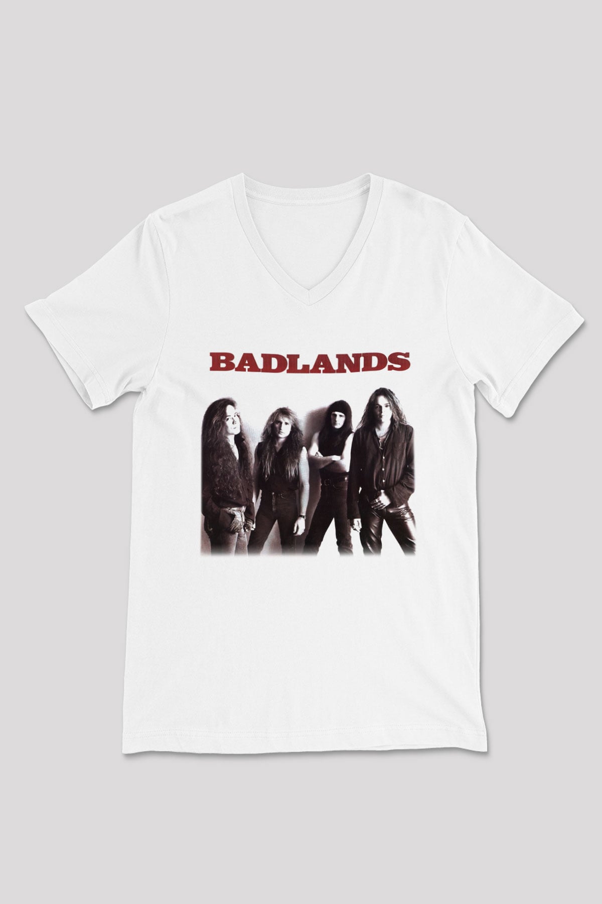 Badlands Beyaz Unisex V Yaka Tişört T-Shirt