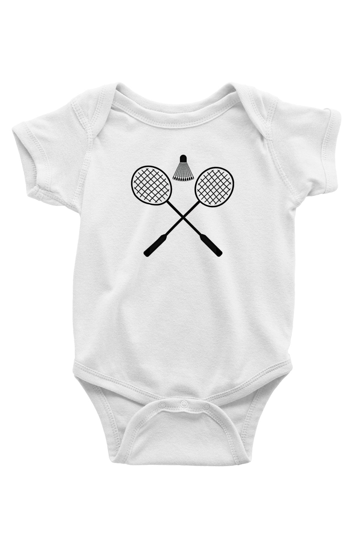 Badminton Baskılı Beyaz Bebek Body - Zıbın