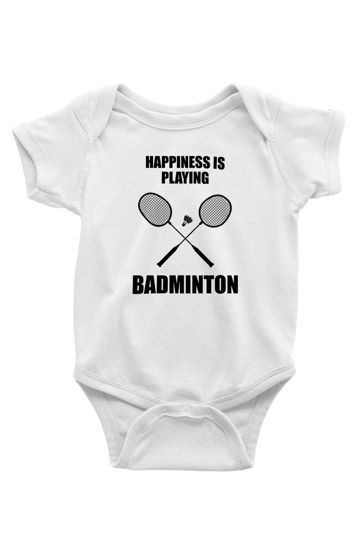 Badminton Baskılı Beyaz Bebek Body - Zıbın