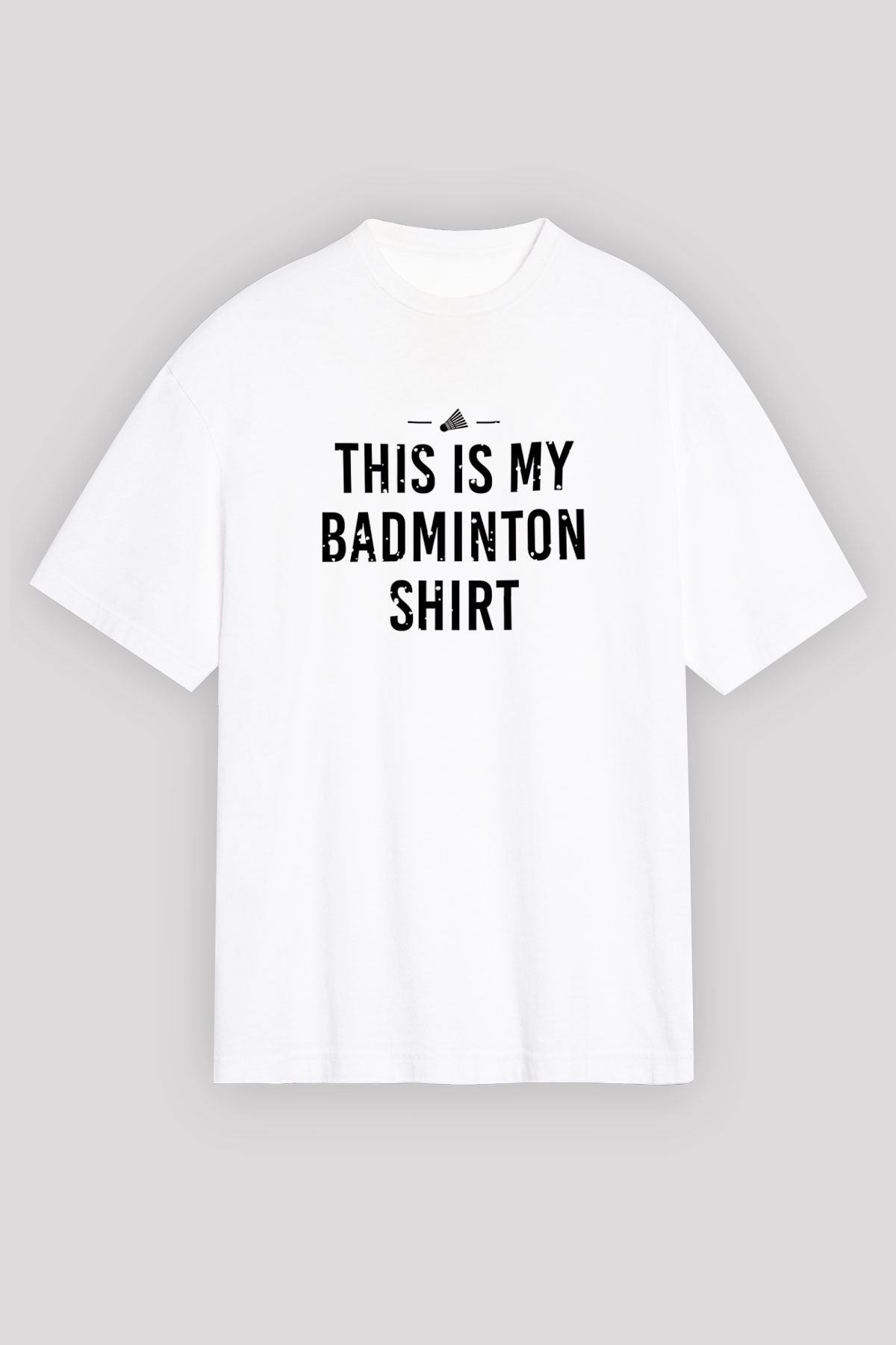 Badminton Baskılı Unisex Beyaz Oversize Tişört - Tshirt