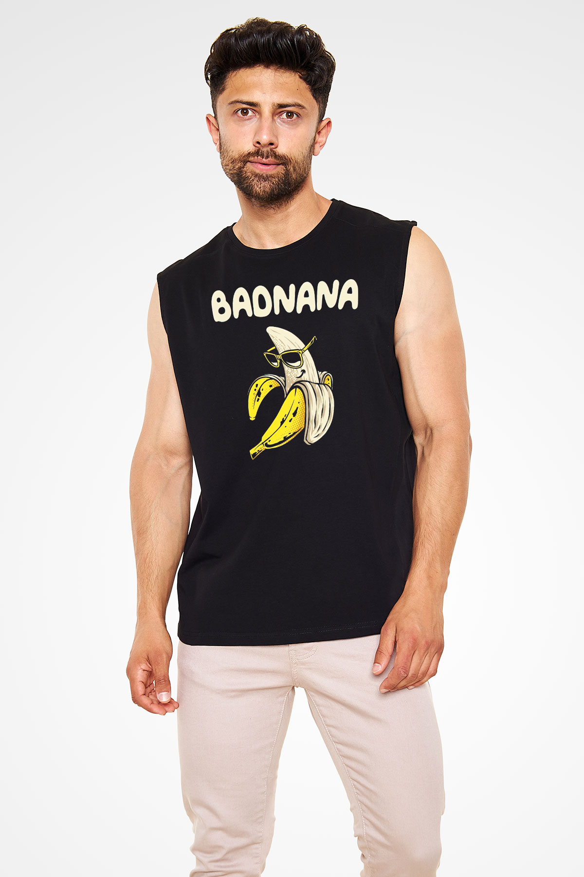 Badnana Muz Baskılı Unisex Siyah  Kolsuz Tişört