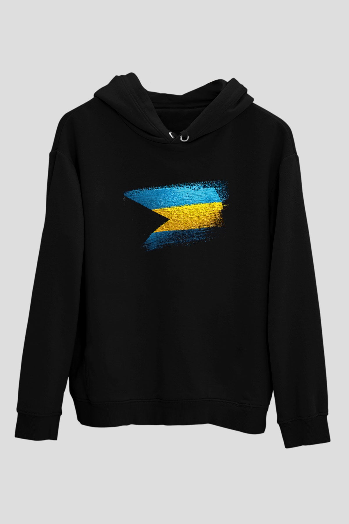 Bahamalar - Bahamas Bayrağı Baskılı Unisex Siyah Hoodie