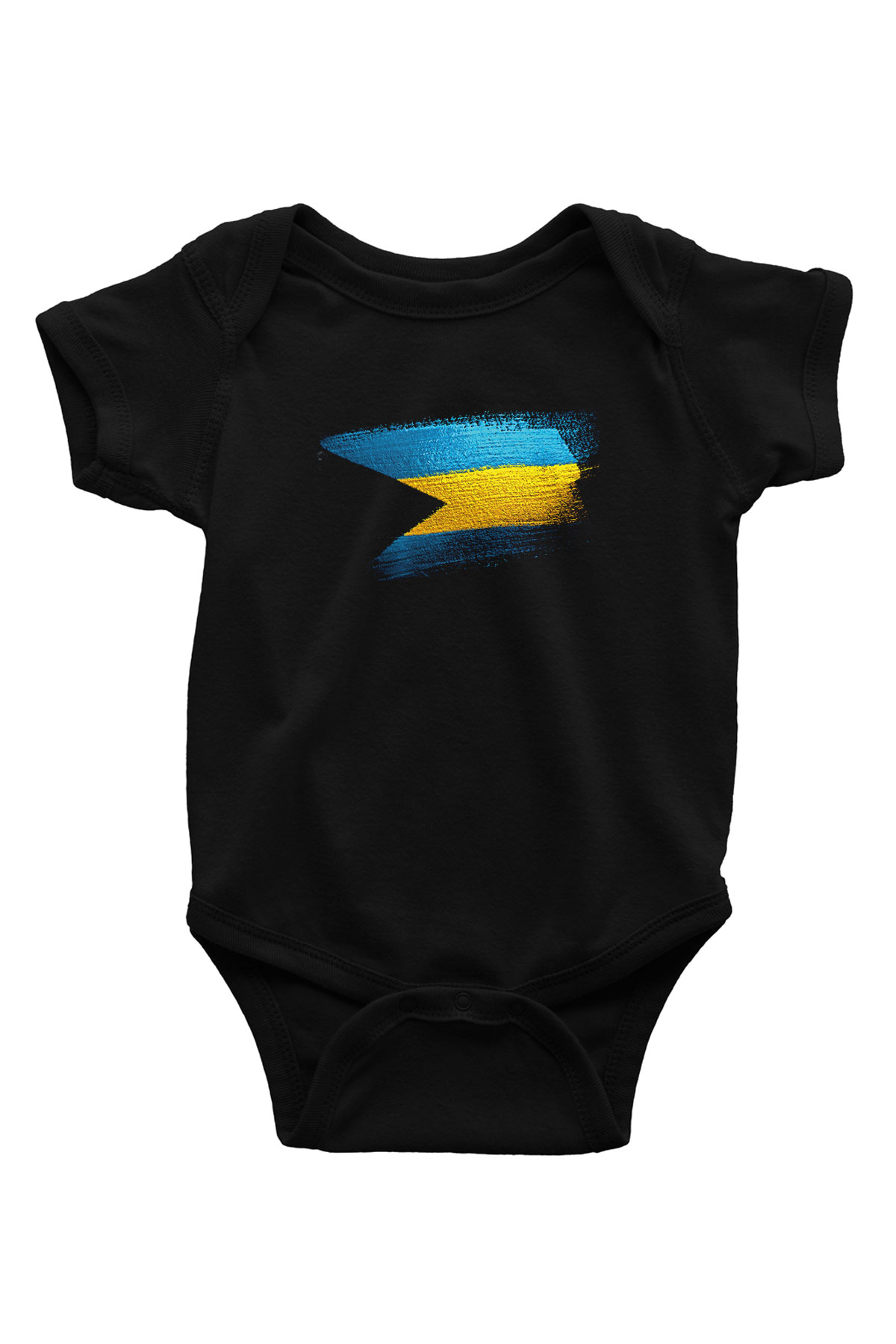 Bahamalar - Bahamas Bayrağı Baskılı Unisex Siyah Bebek Body - Zıbın