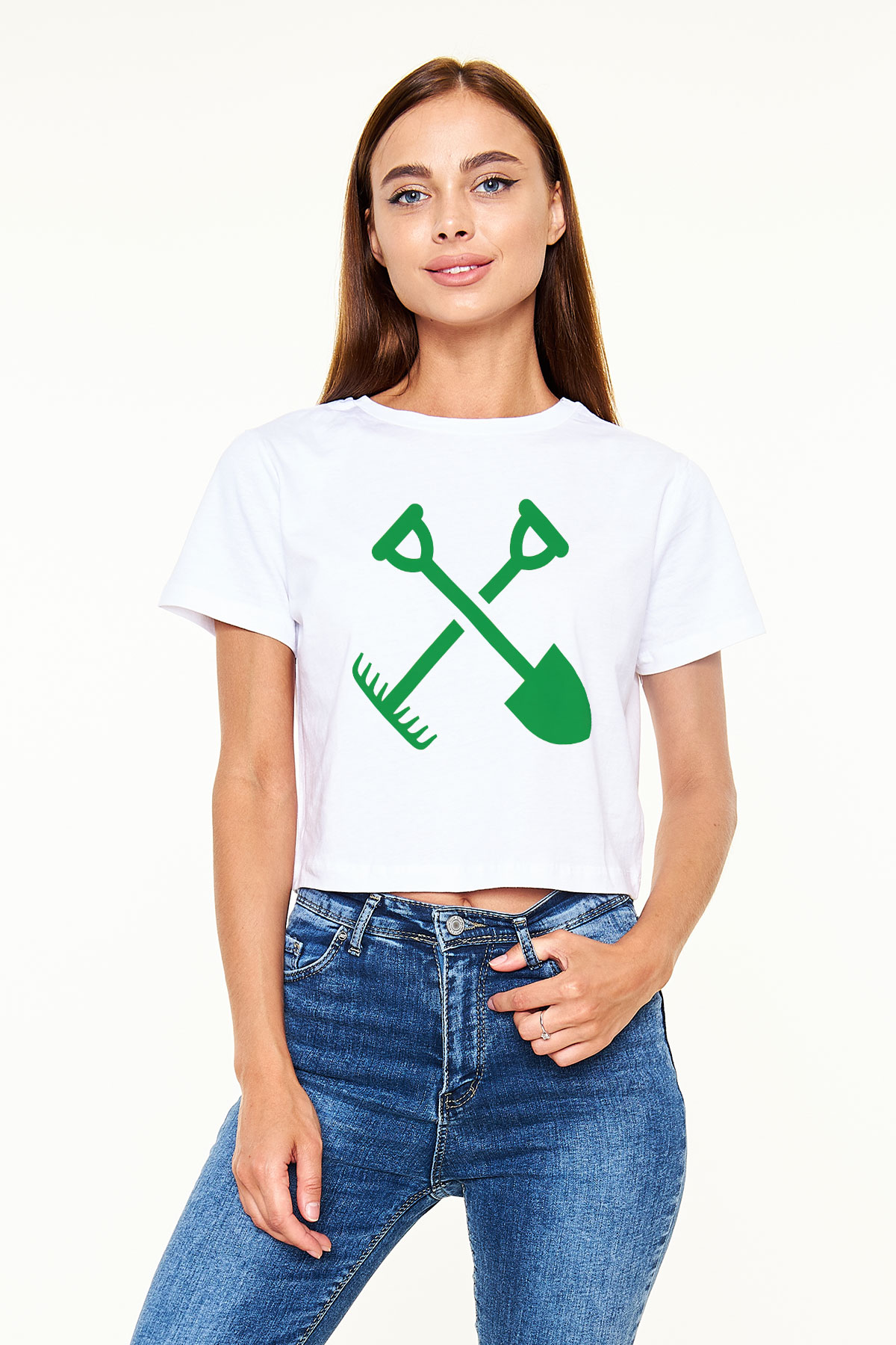 Bahçıvan Beyaz Croptop Tişört