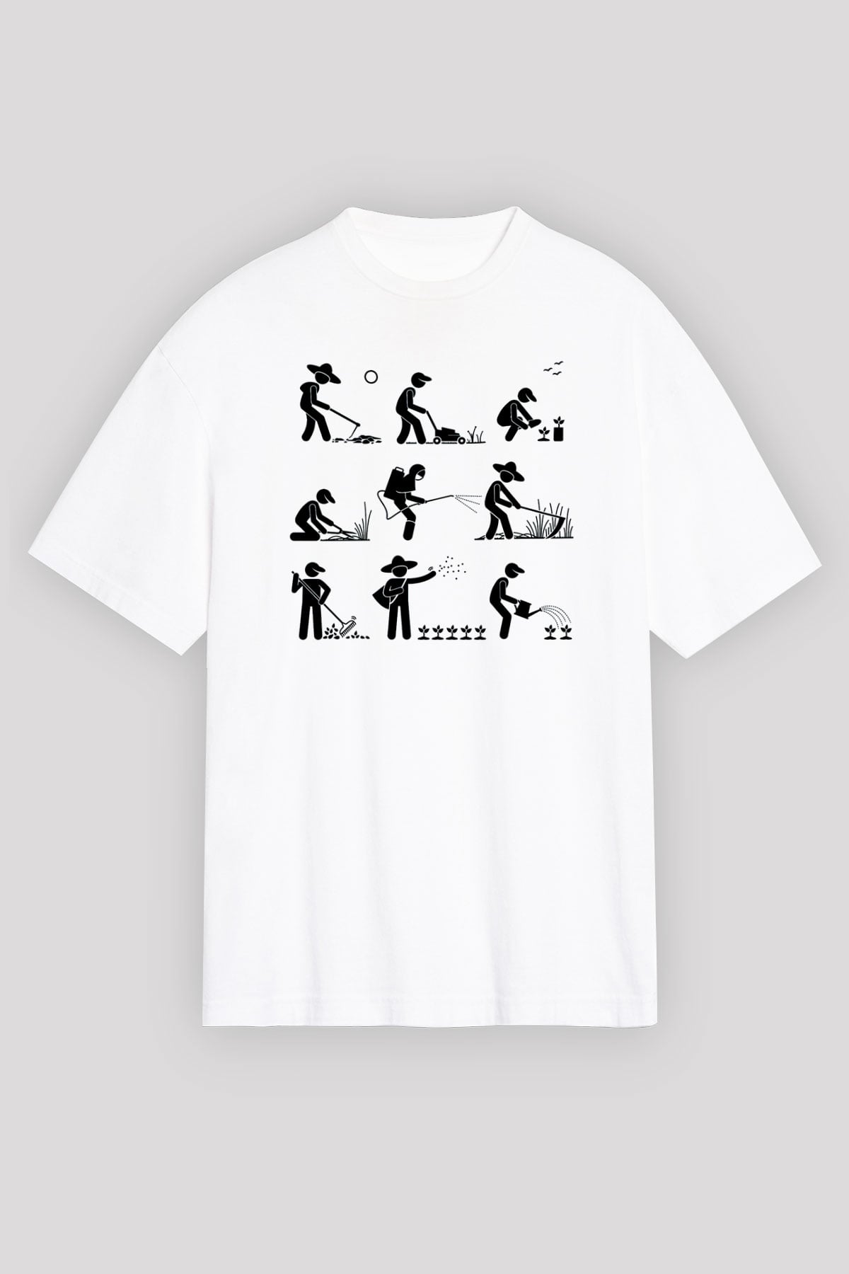 Bahçıvan Beyaz Unisex Oversize Tişört T-Shirt
