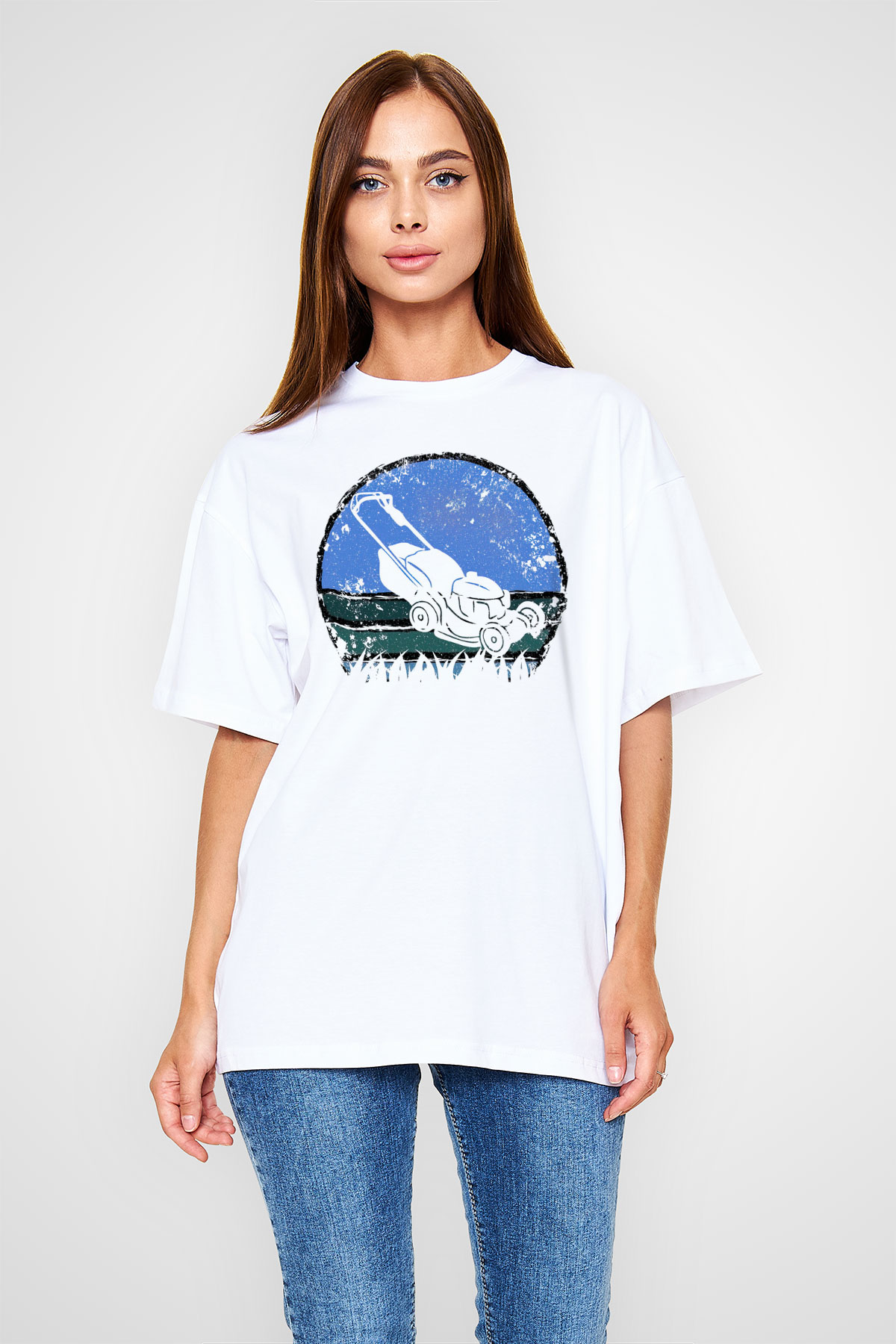 Bahçıvan Beyaz Oversize Tişört Oversize T-shirt - TişörtFabrikası