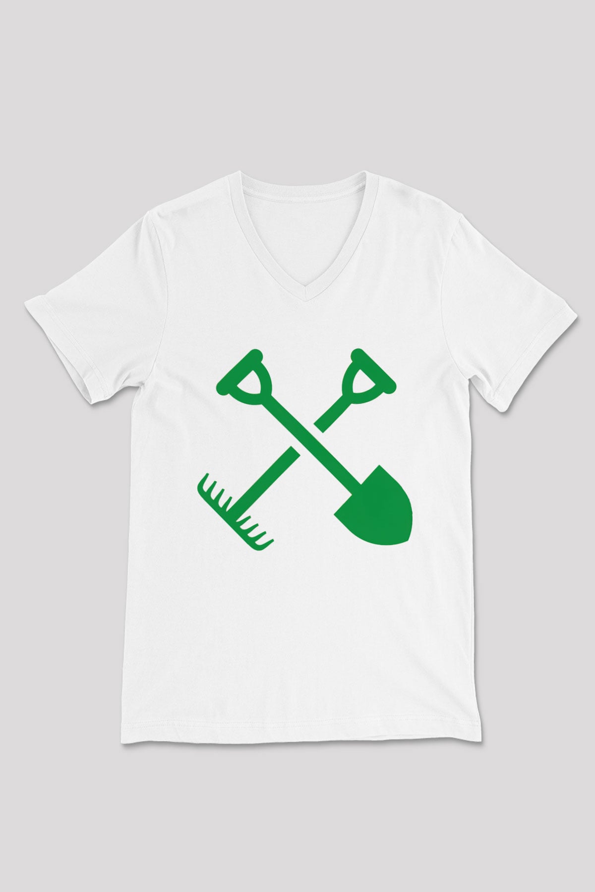 Bahçıvan Beyaz Unisex V Yaka Tişört T-Shirt