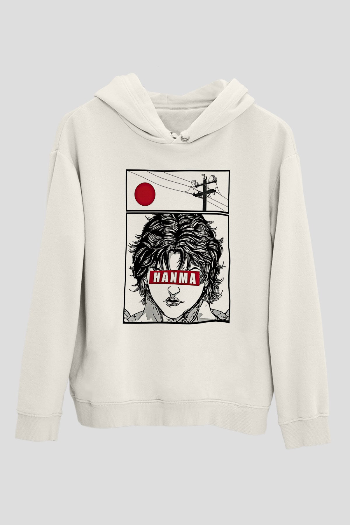 Baki The Grappler Baskılı Beyaz Unisex Hoodie