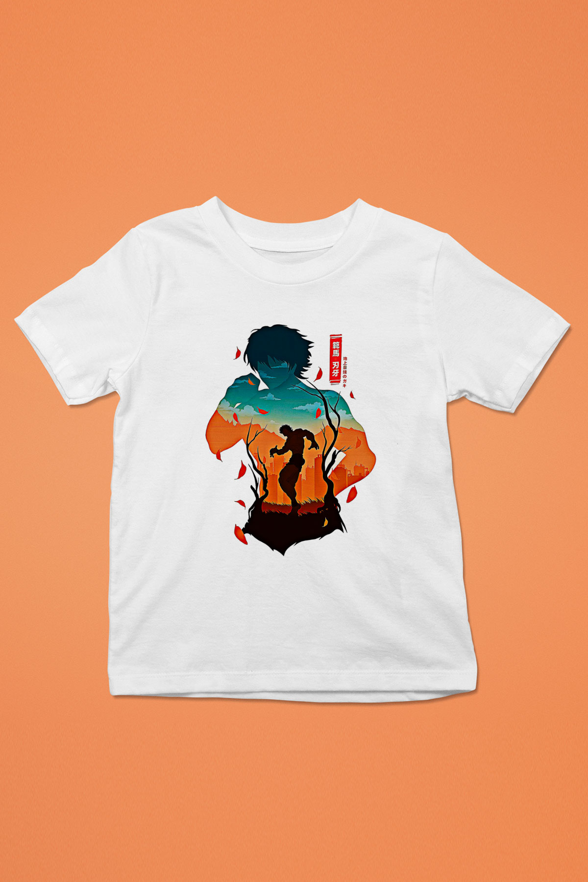 Baki The Grappler Baskılı Beyaz Unisex Beyaz Çocuk Tişört - Tshirt