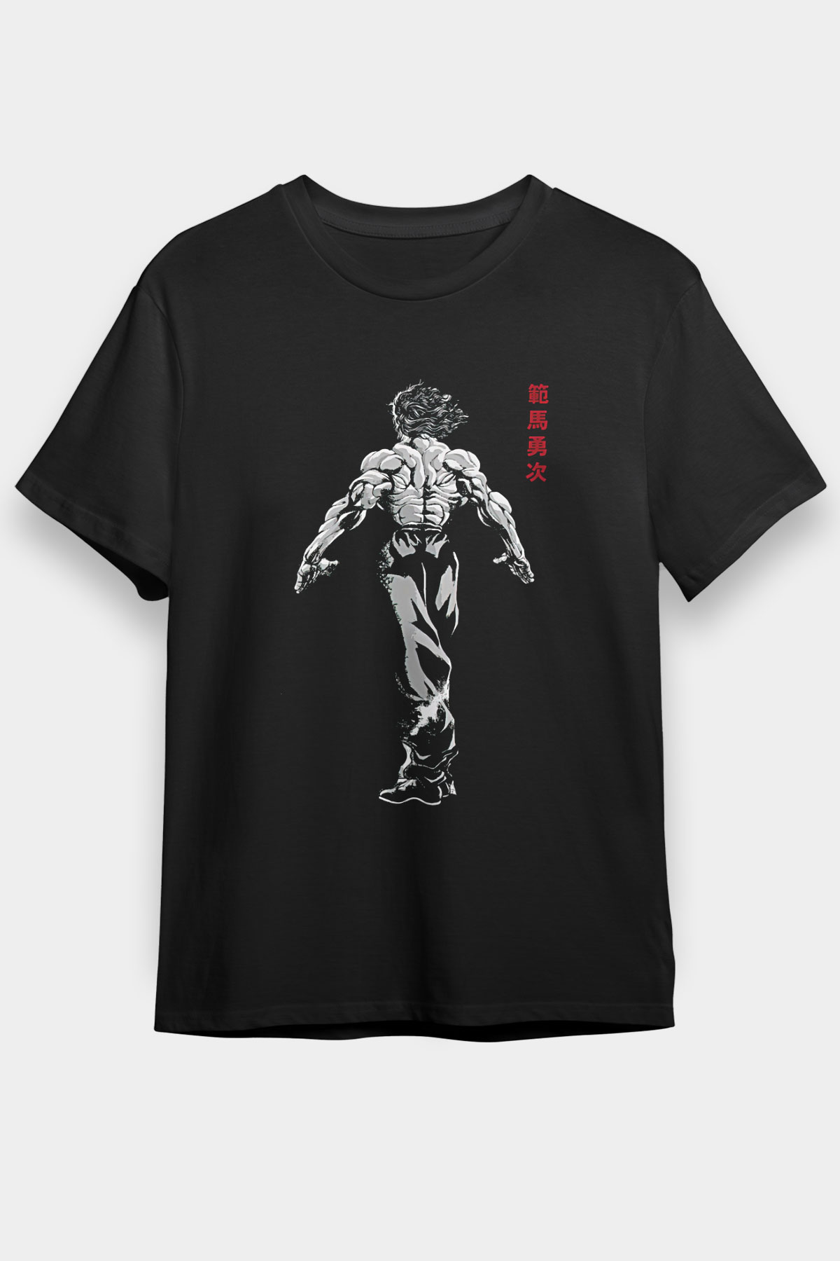 Baki The Grappler Baskılı Unisex Siyah Tişört - Tshirt