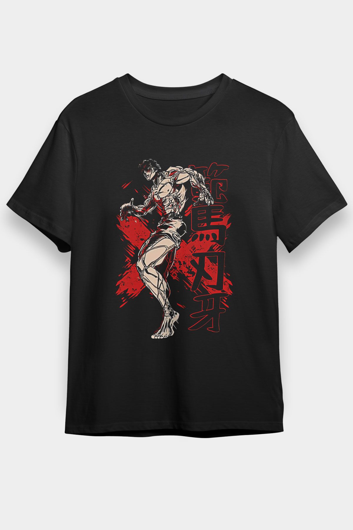 Baki The Grappler Baskılı Unisex Siyah Tişört - Tshirt