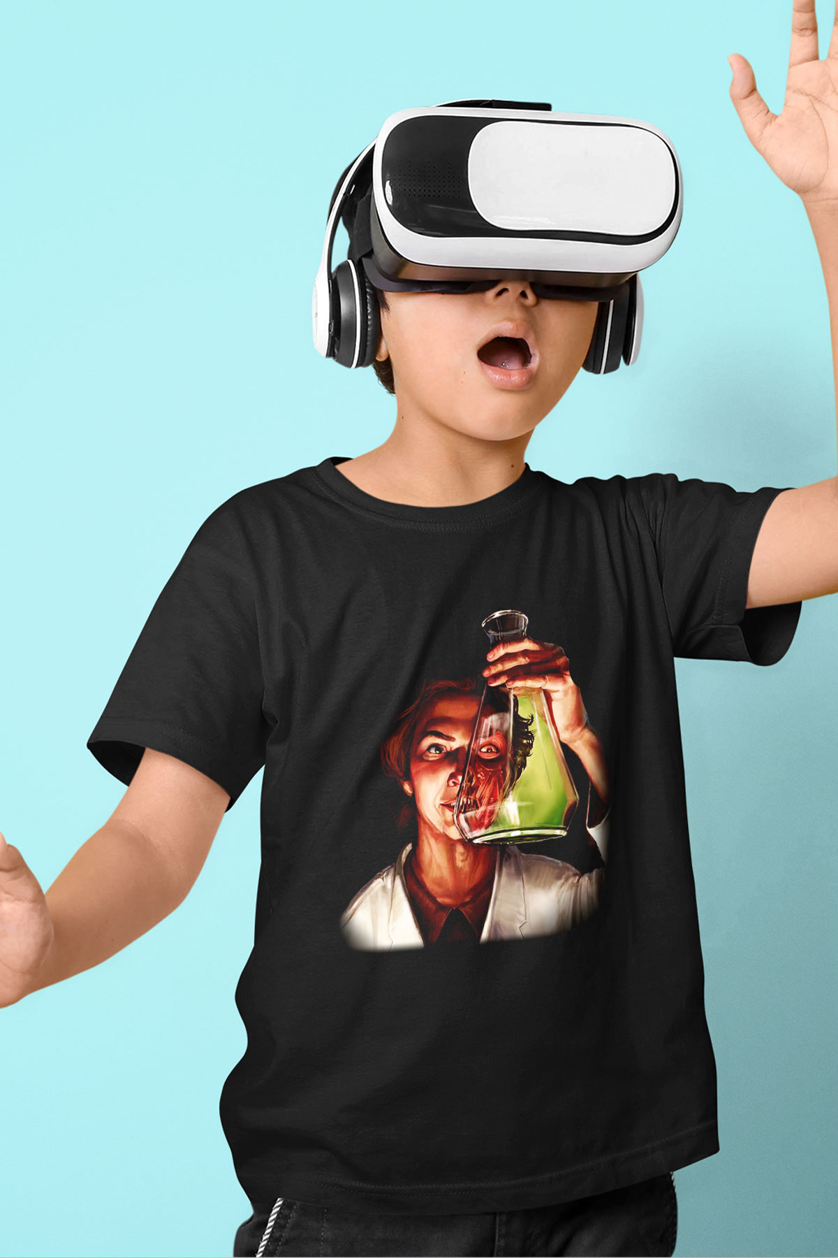 Bakteriyolog Baskılı Siyah Unisex Çocuk Tişört
