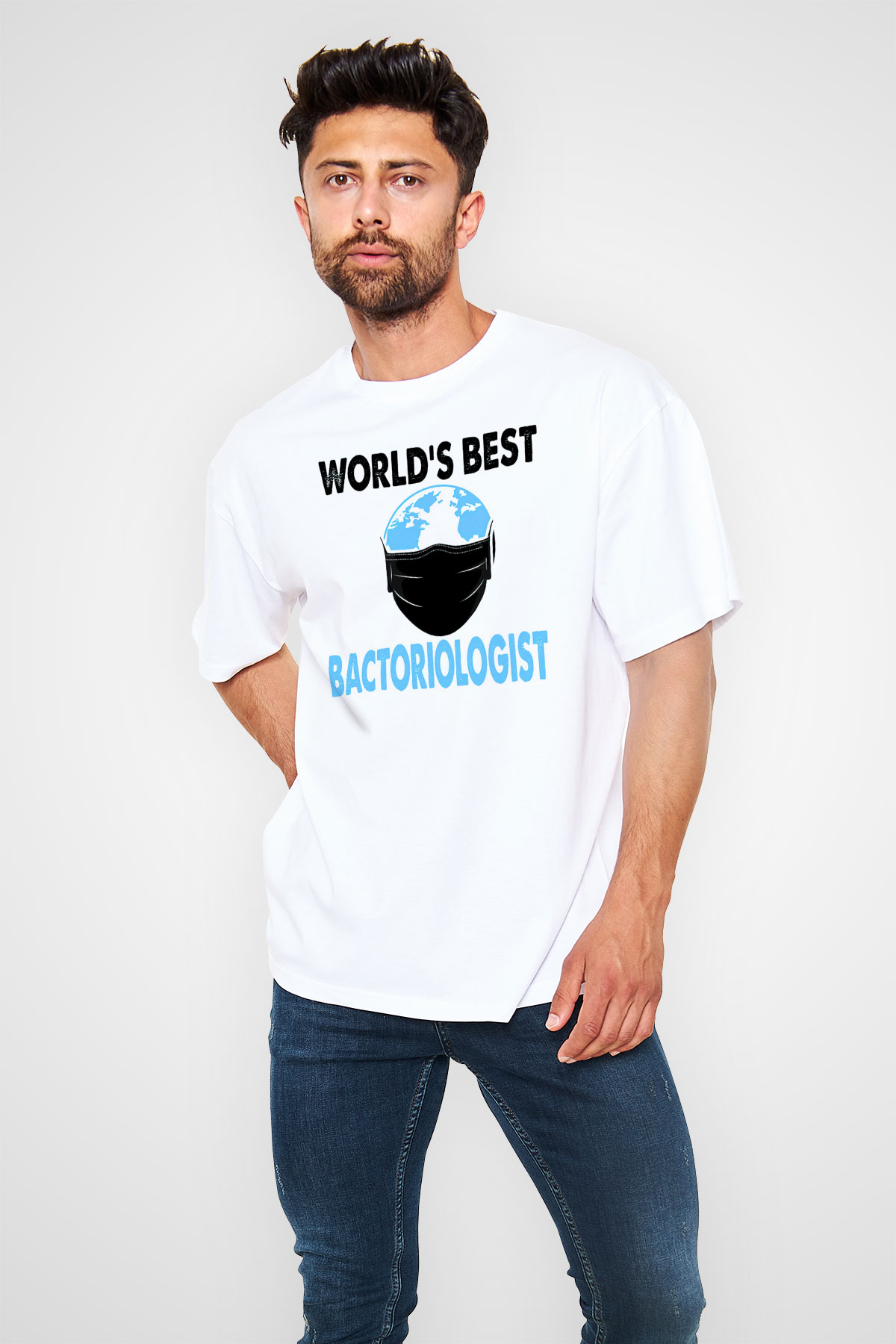 Bakteriyolog Beyaz Oversize Tişört Oversize T-shirt - TişörtFabrikası
