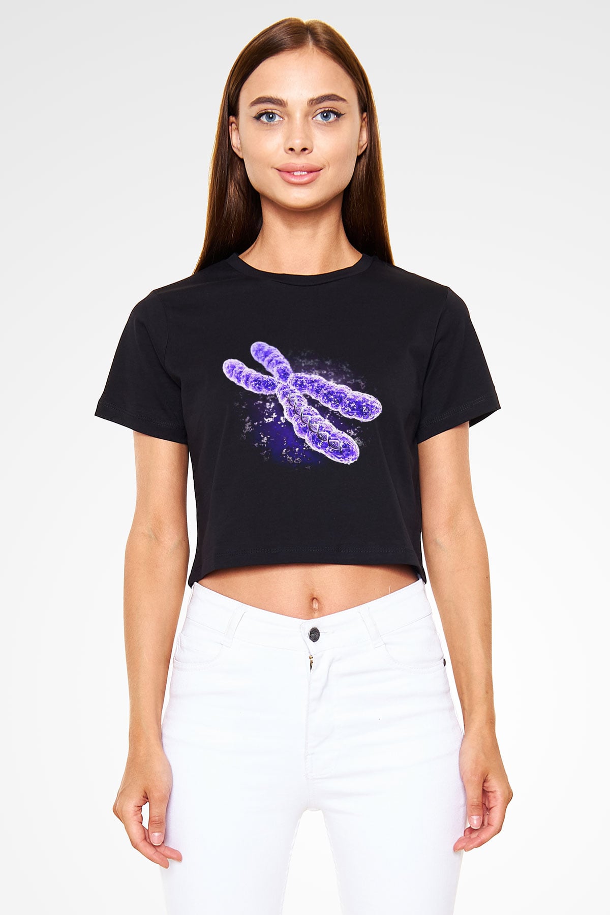 Bakteriyolog Siyah Crop Top Tişört