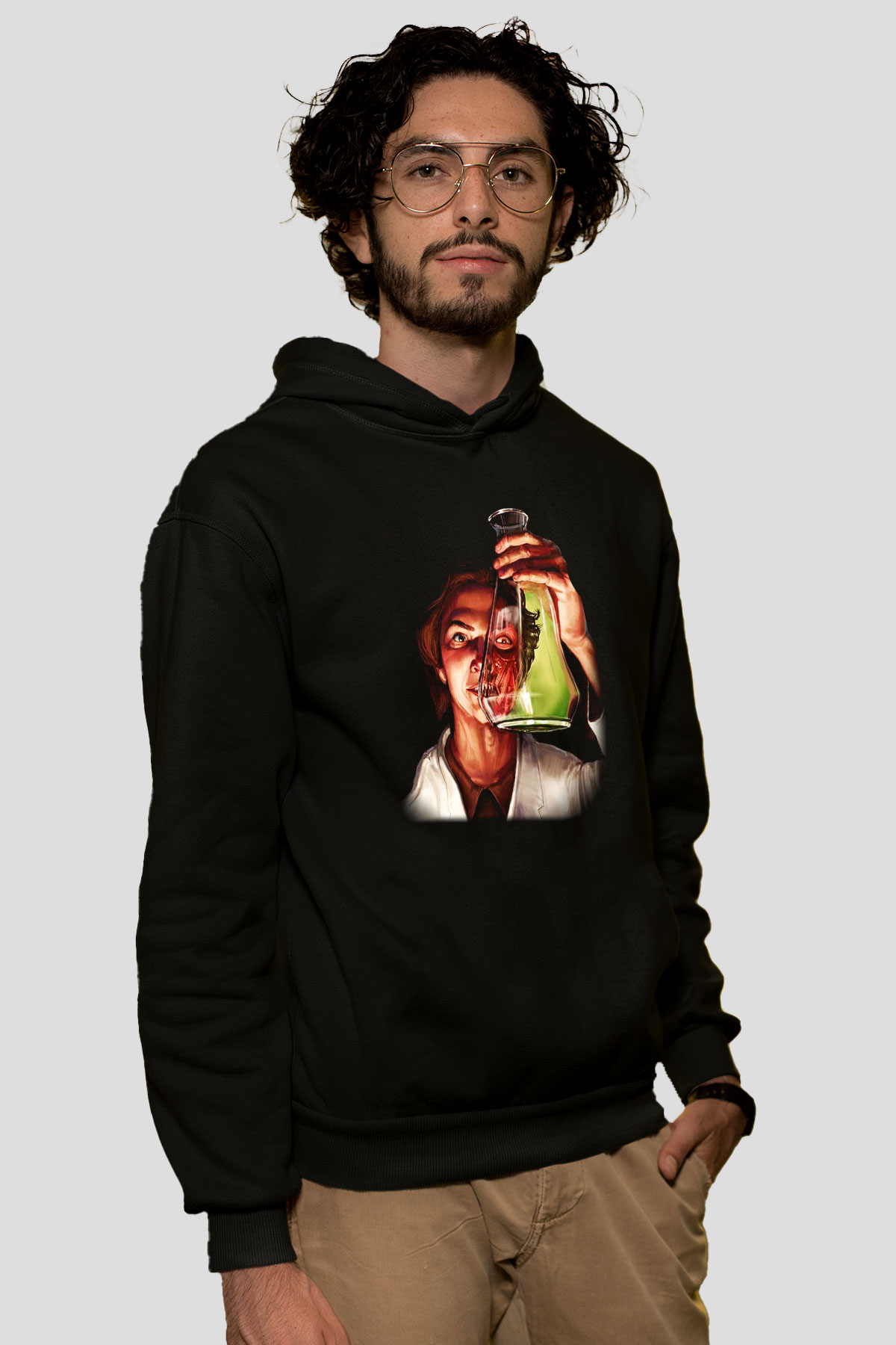 Bakteriyolog Siyah Unisex Kapşonlu Sweatshirt