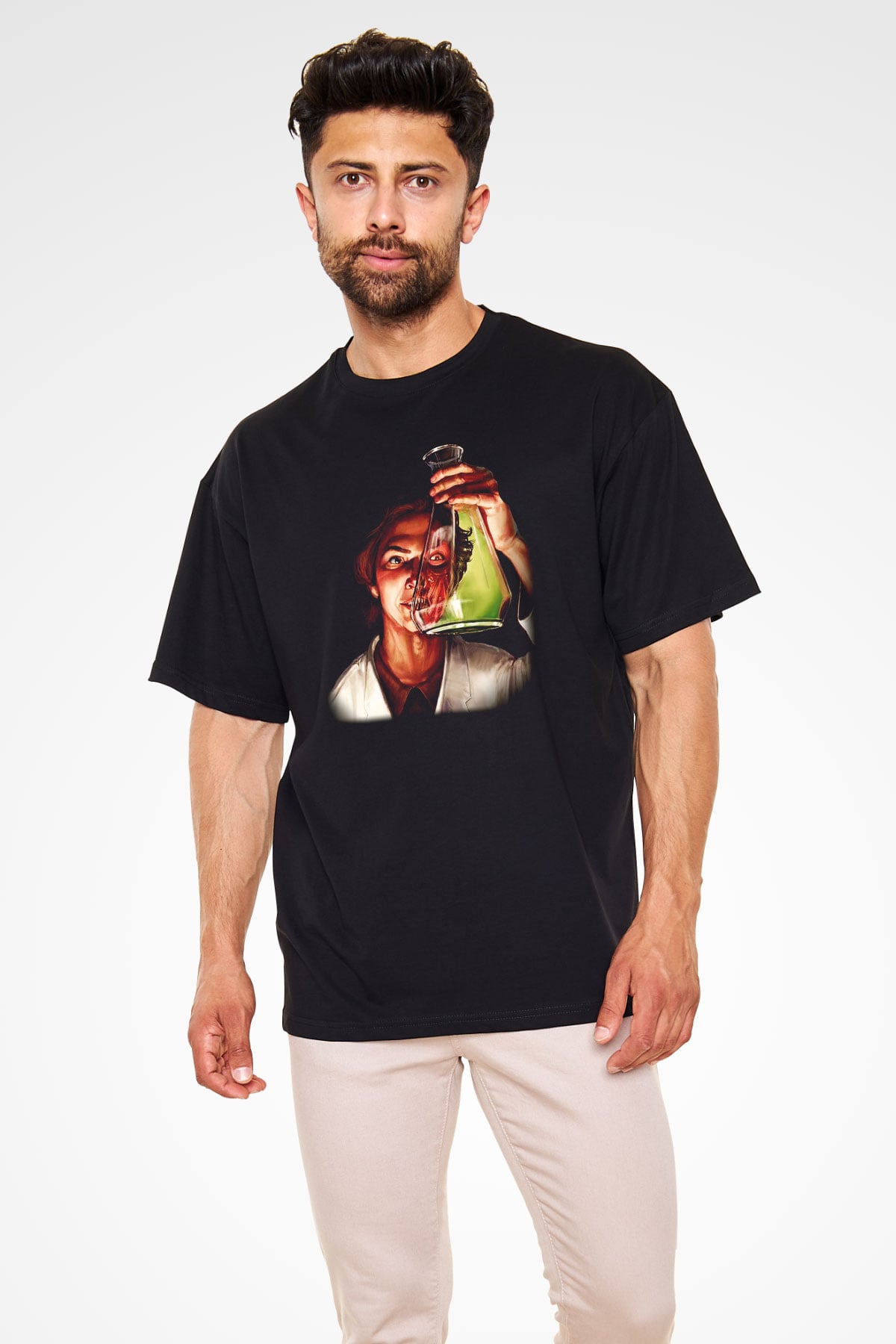 Bakteriyolog Siyah Unisex Oversize Tişört T-Shirt