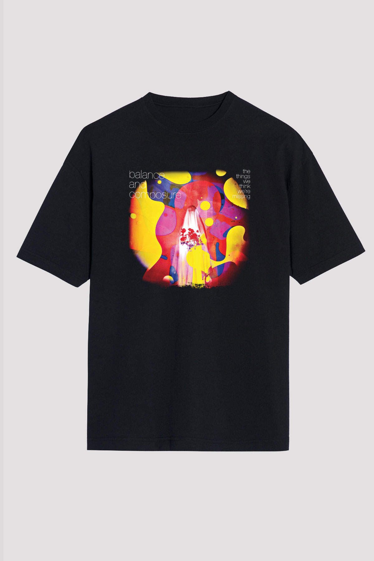 Balance and Composure Baskılı Unisex Siyah Oversize Tişört