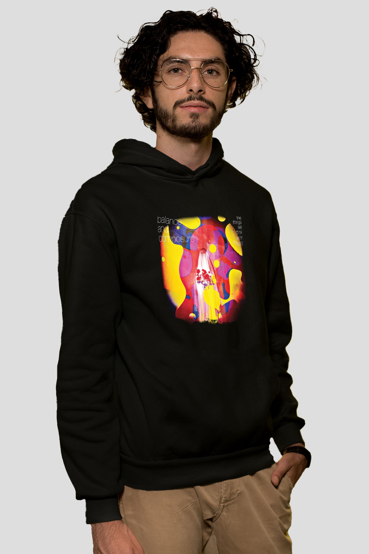 Balance and Composure Baskılı Unisex Siyah Hoodie