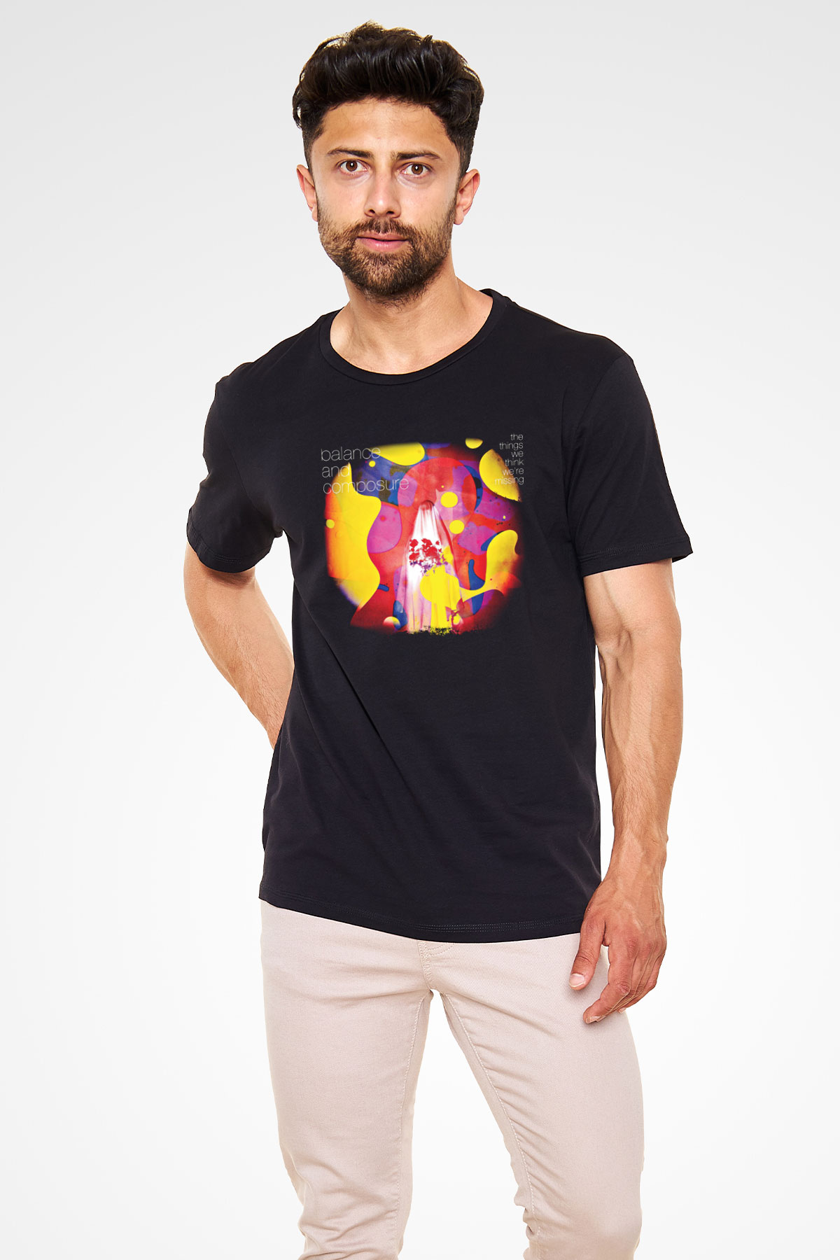 Balance and Composure Baskılı Unisex Siyah Tişört