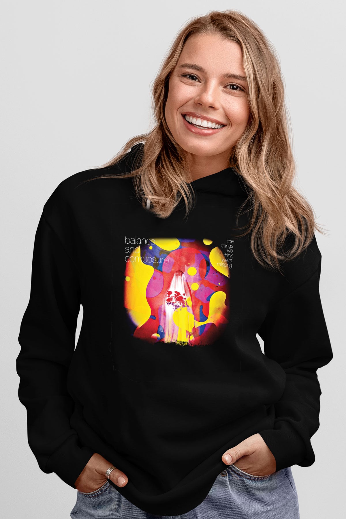 Balance and Composure Baskılı Unisex Siyah Hoodie
