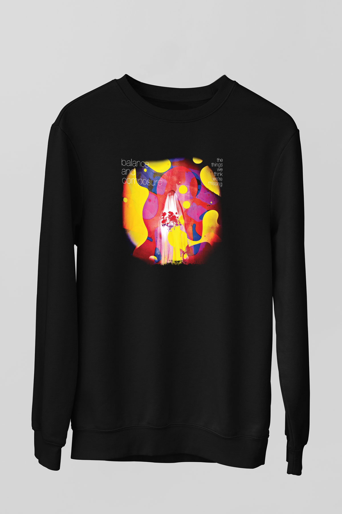 Balance and Composure Baskılı Unisex Siyah Sweatshirt