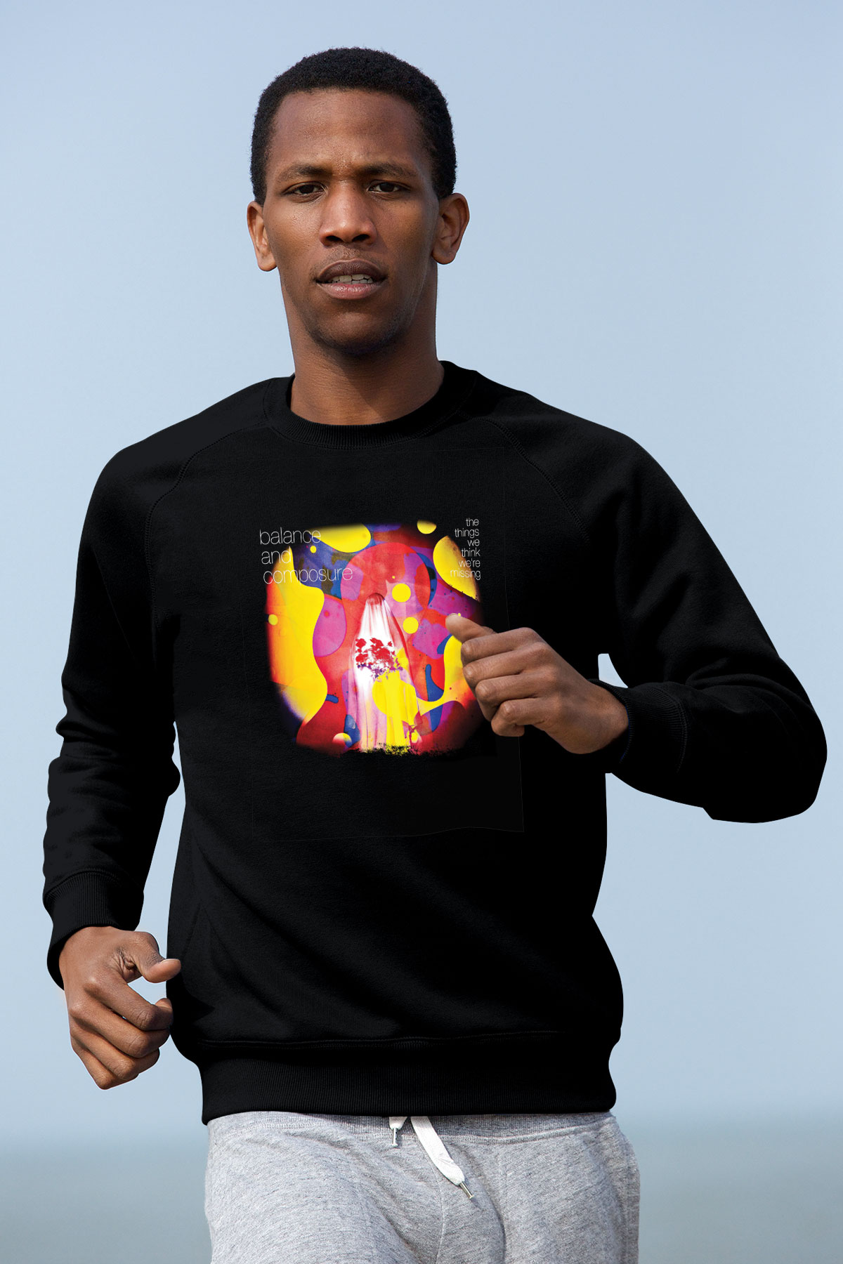 Balance and Composure Baskılı Unisex Siyah Sweatshirt