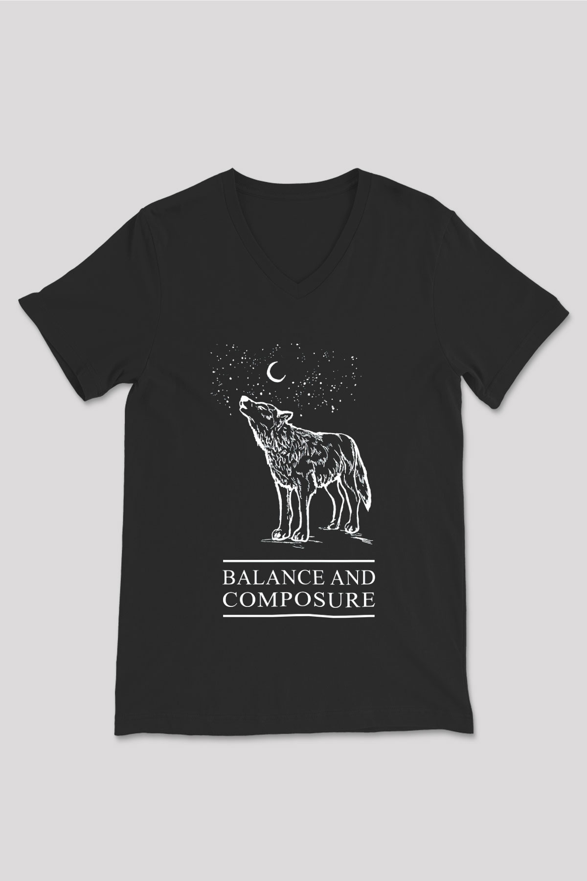 Balance and Composure Siyah Unisex V Yaka Tişört T-Shirt