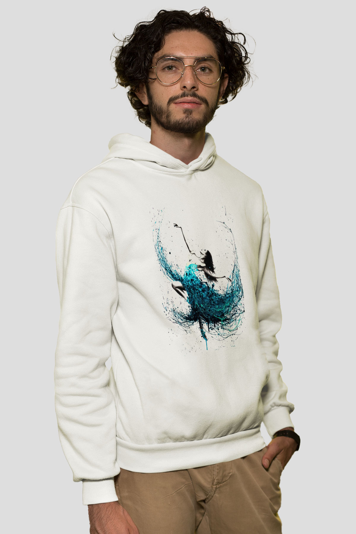 Bale Beyaz Unisex Kapşonlu Sweatshirt