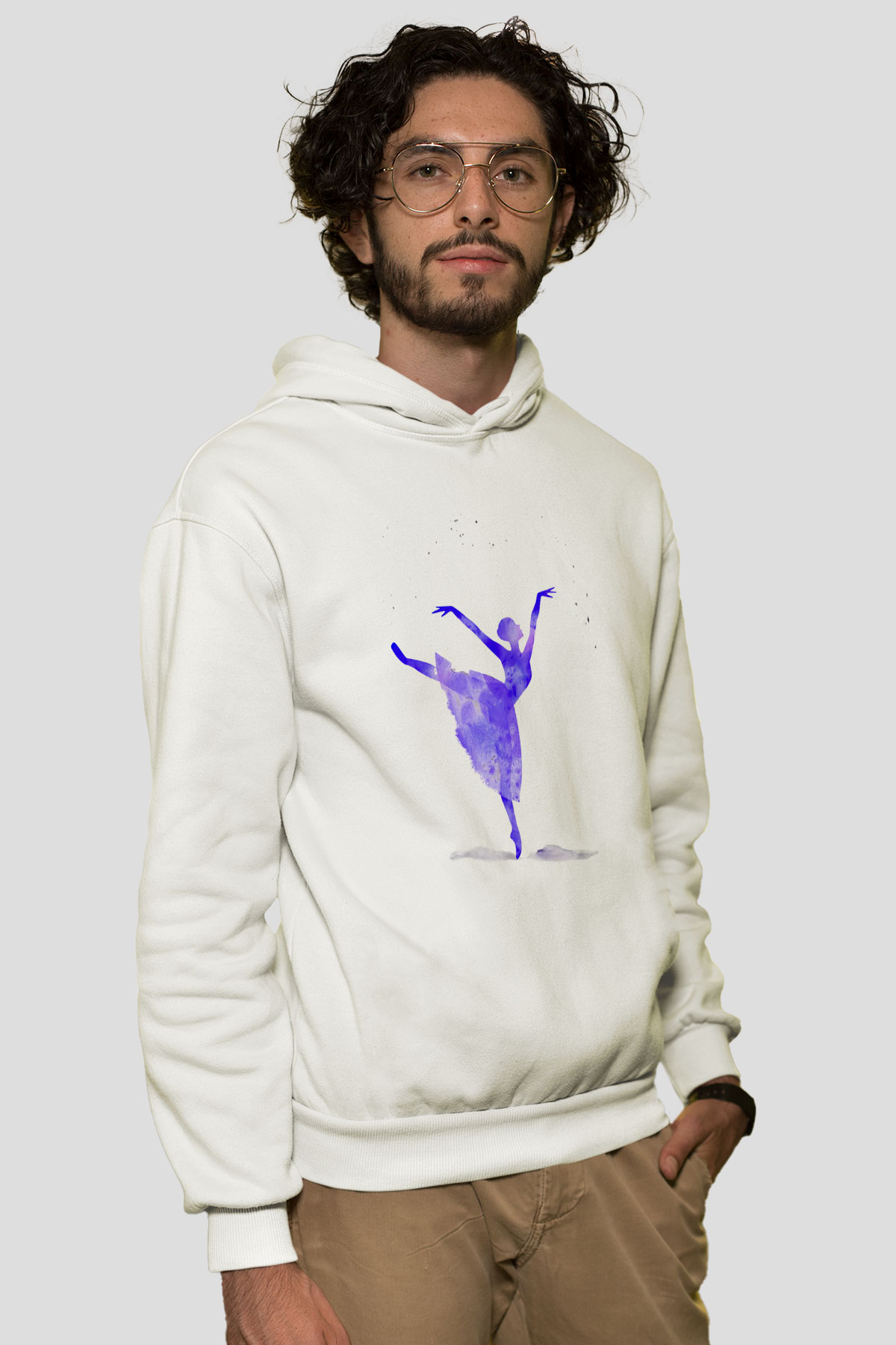 Bale Beyaz Unisex Kapşonlu Sweatshirt