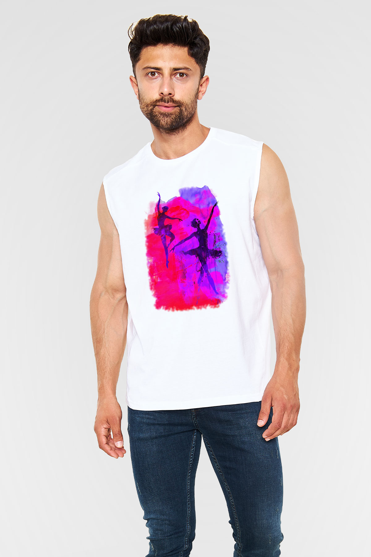 Bale Beyaz Unisex Kolsuz Tişört