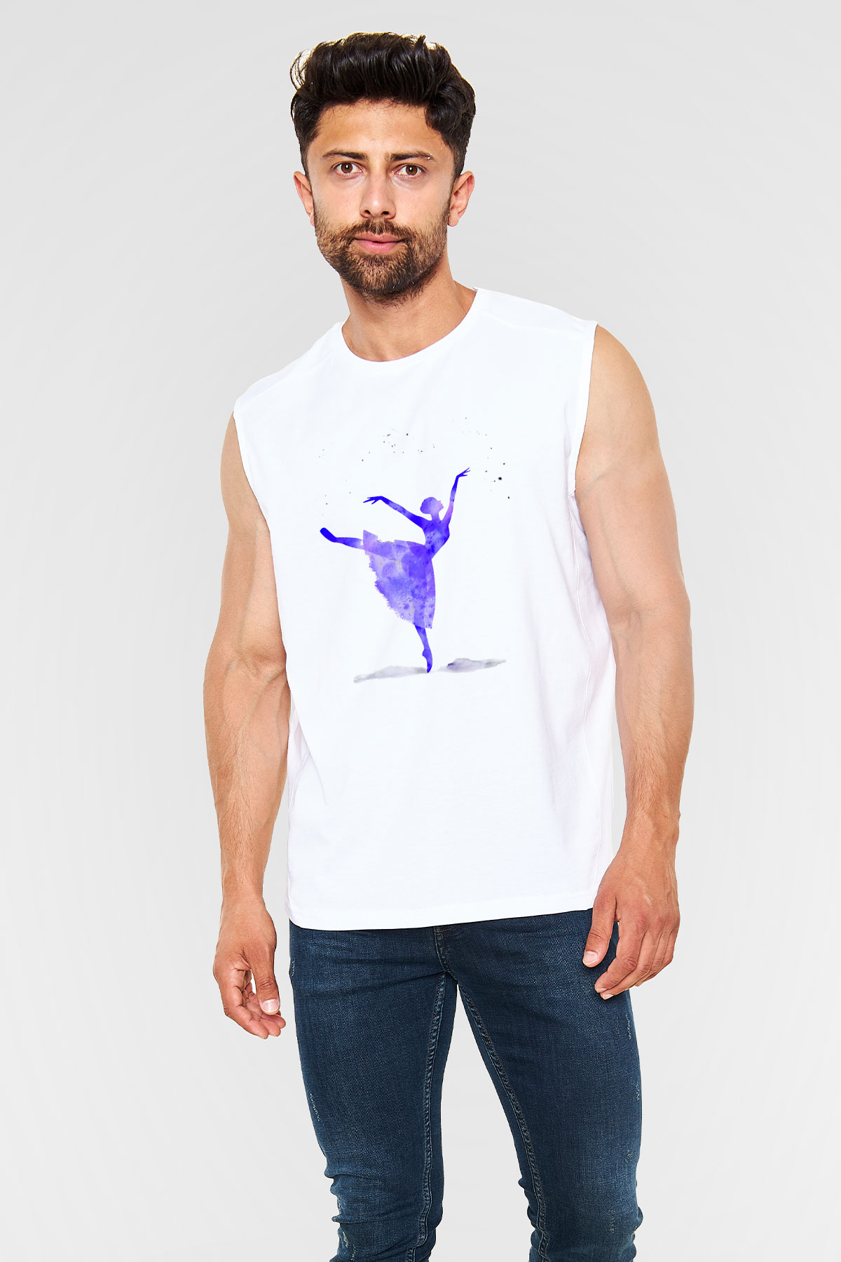 Bale Beyaz Unisex Kolsuz Tişört