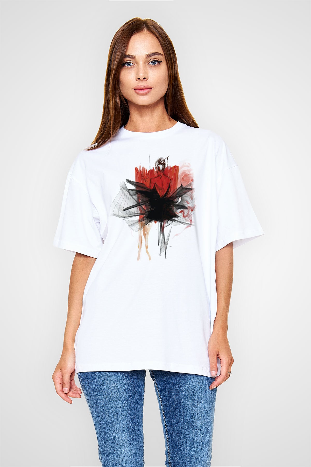 Bale Beyaz Oversize Tişört Oversize T-shirt - TişörtFabrikası